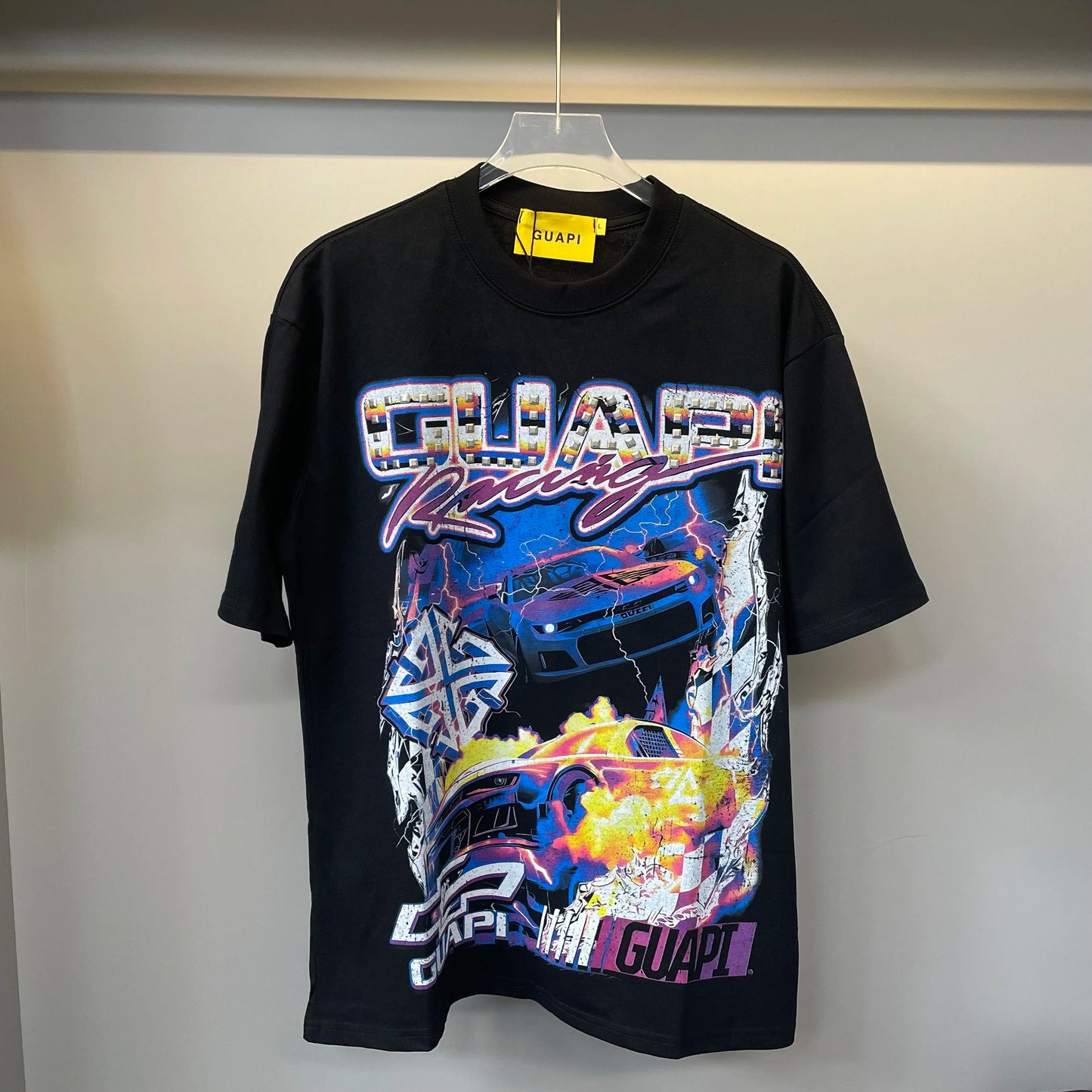 New GUAPI Printed and hotfix rhinestone retro with Washed Oversized 100% cotton Men Women T-shirts Y2K adolescent Fashion T-shirt