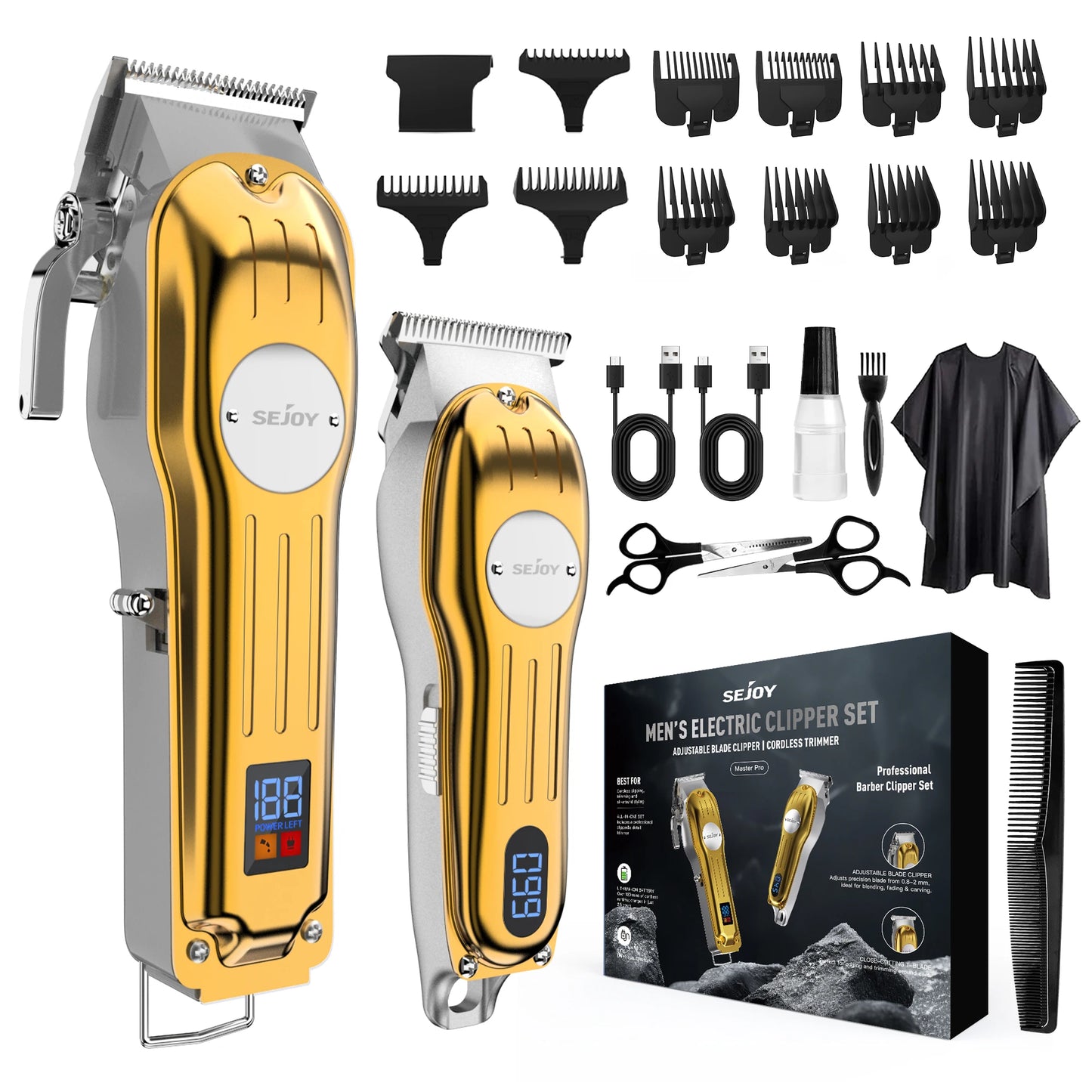 Sejoy Professional Hair Clipper Kit For Men Cordless Trimmer Set
