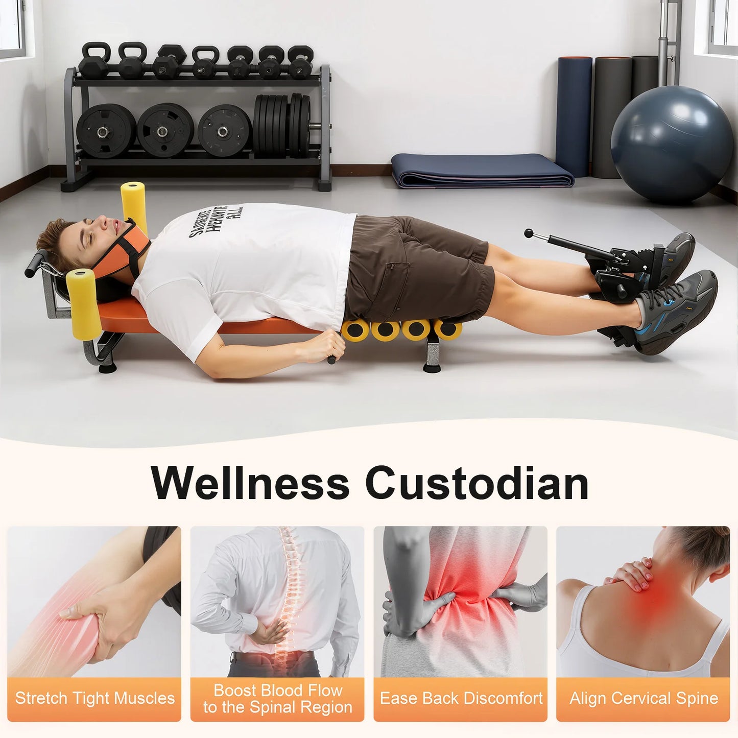 Adjustable Back Stretch Bench for Spinal Decompression and Neck Pain