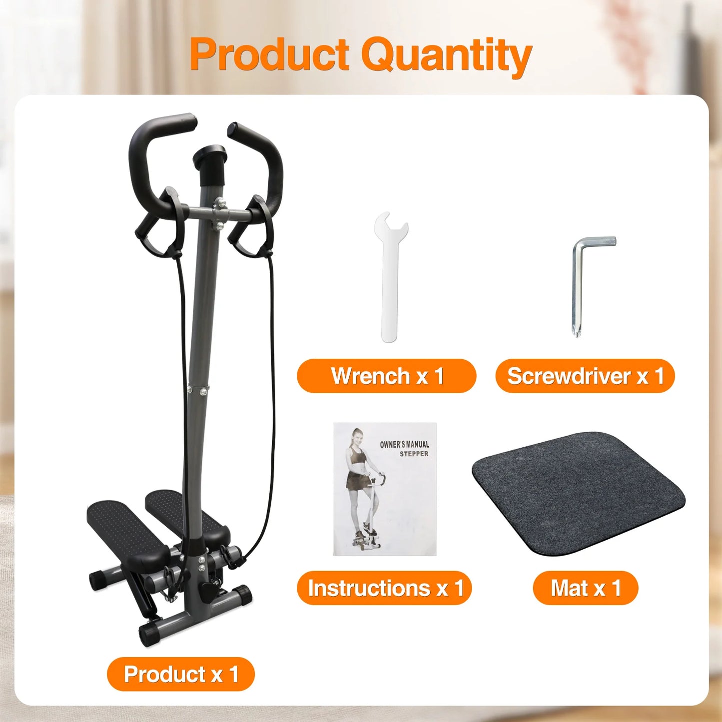 Fitness Twist Stepper Machine With Handlebar LCD Monitor And Bands