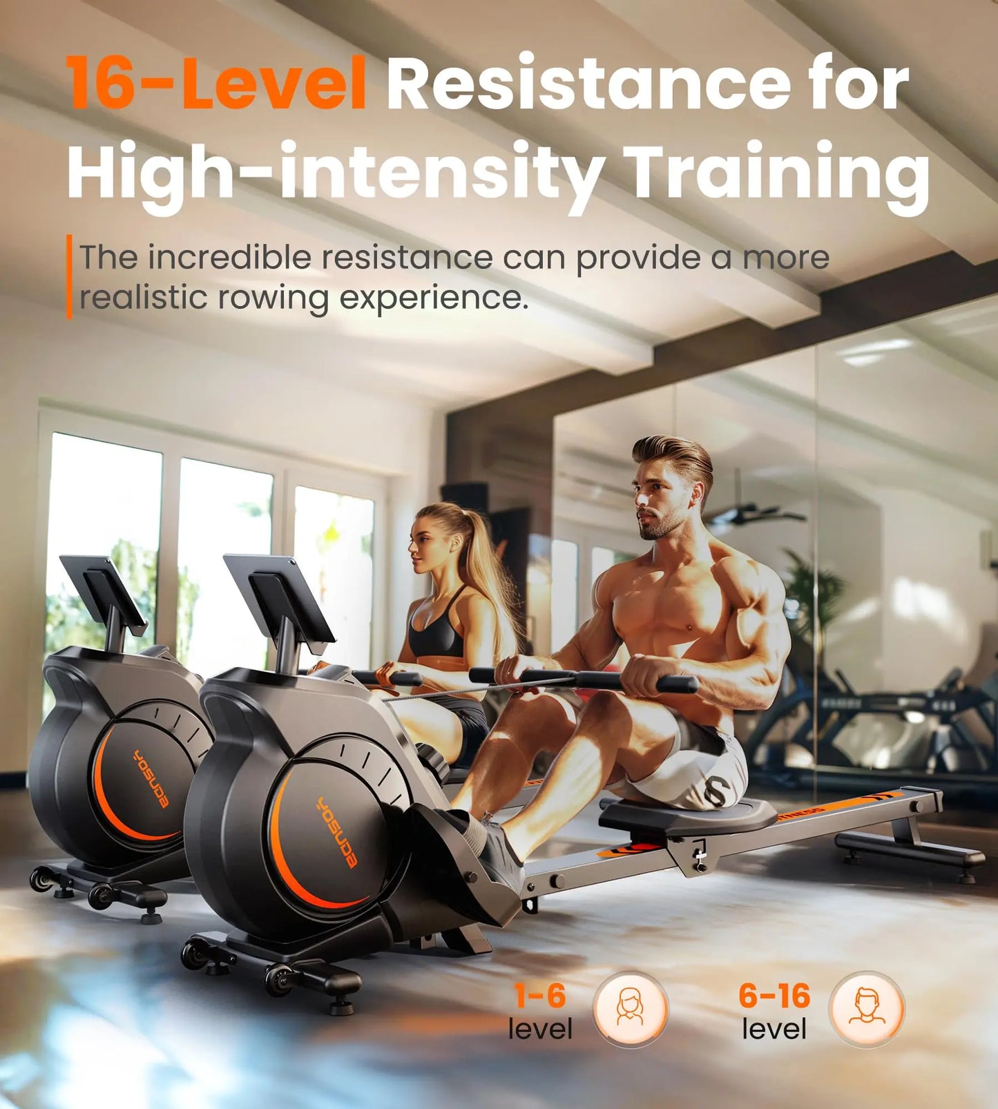 YOSUDA Magnetic Rowing Machine For Home With Bluetooth App