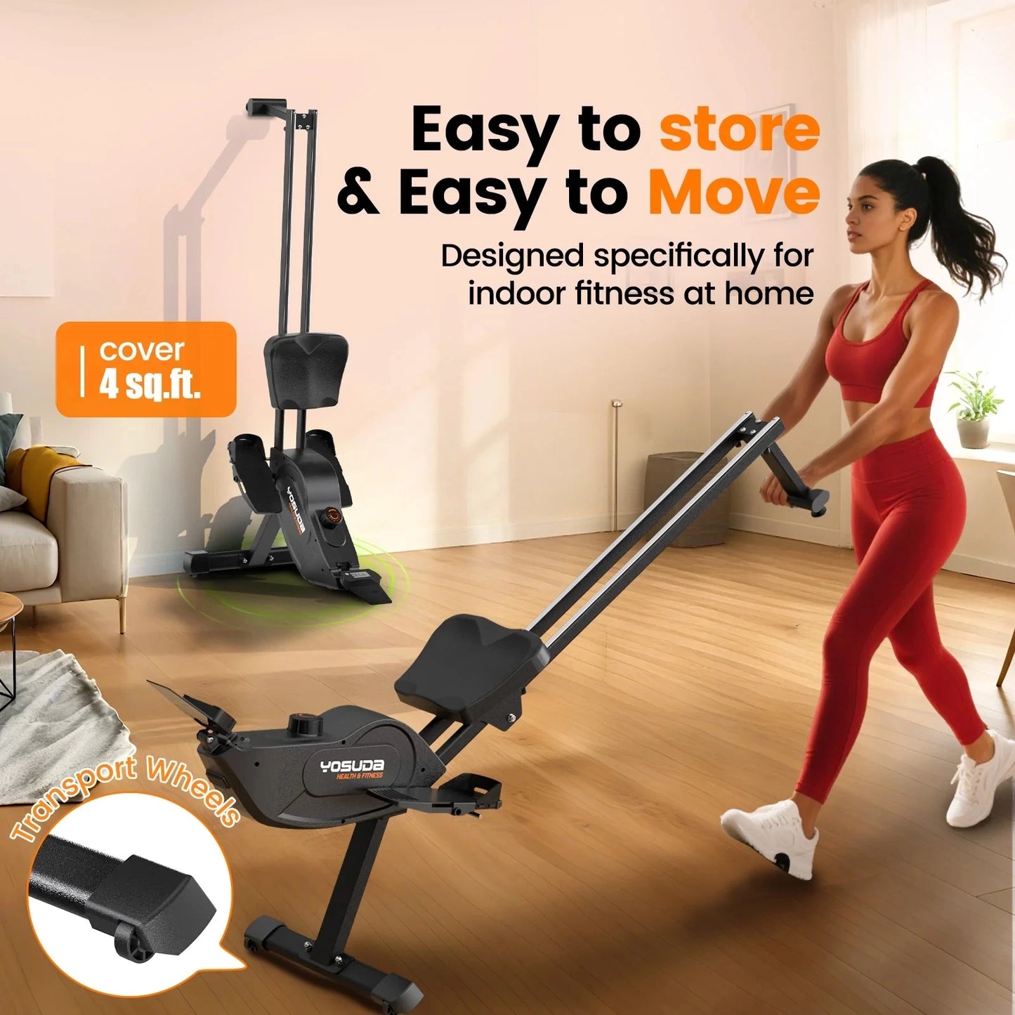 YOSUDA Magnetic Rowing Machine Foldable With 350 LB Capacity