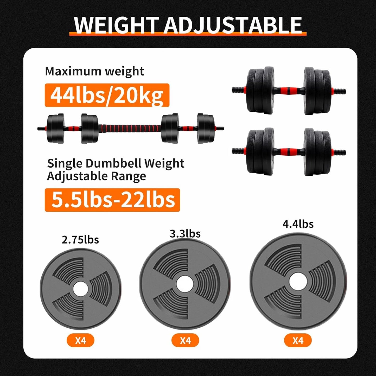 Adjustable Dumbbell to Barbell Set for Home Gym