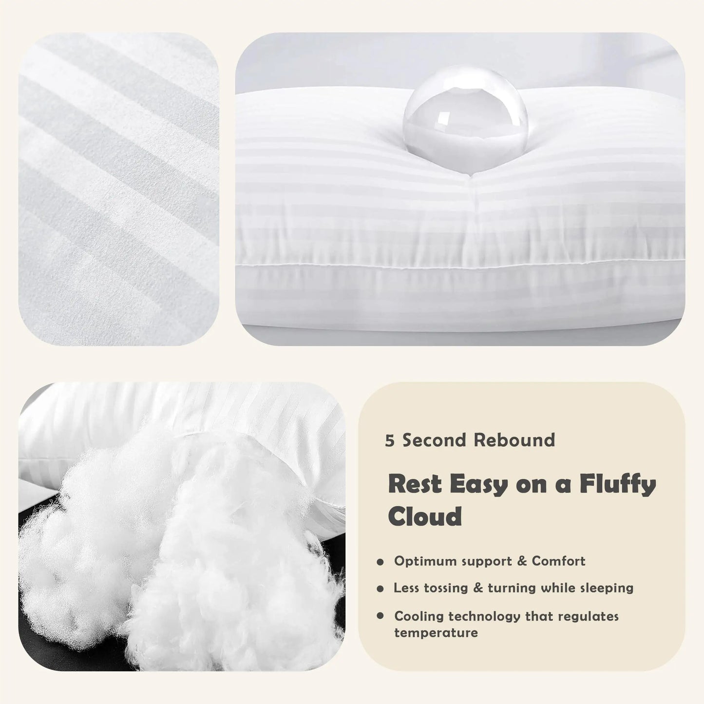 LDC Lux Decor Hotel Stripe Pillows Set 2 Down Alternative
