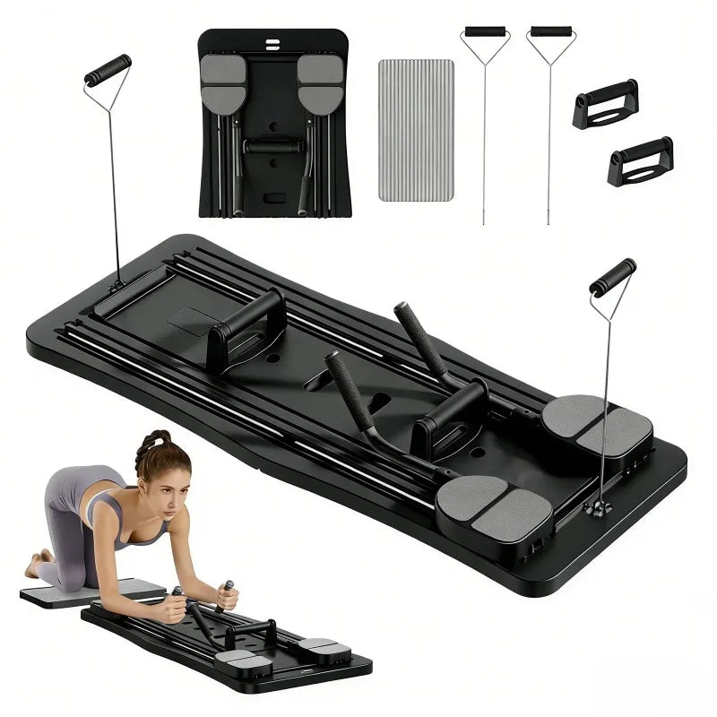 Foldable Pilates Sliding Board With Resistance Bands Home Fitness