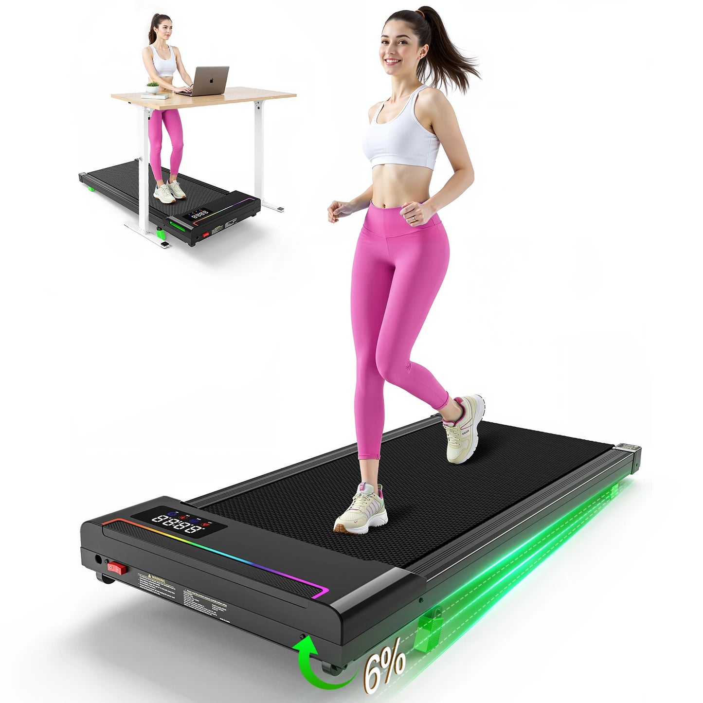 AKLUER 2 In 1 Walking Pad Under Desk Treadmill Motor