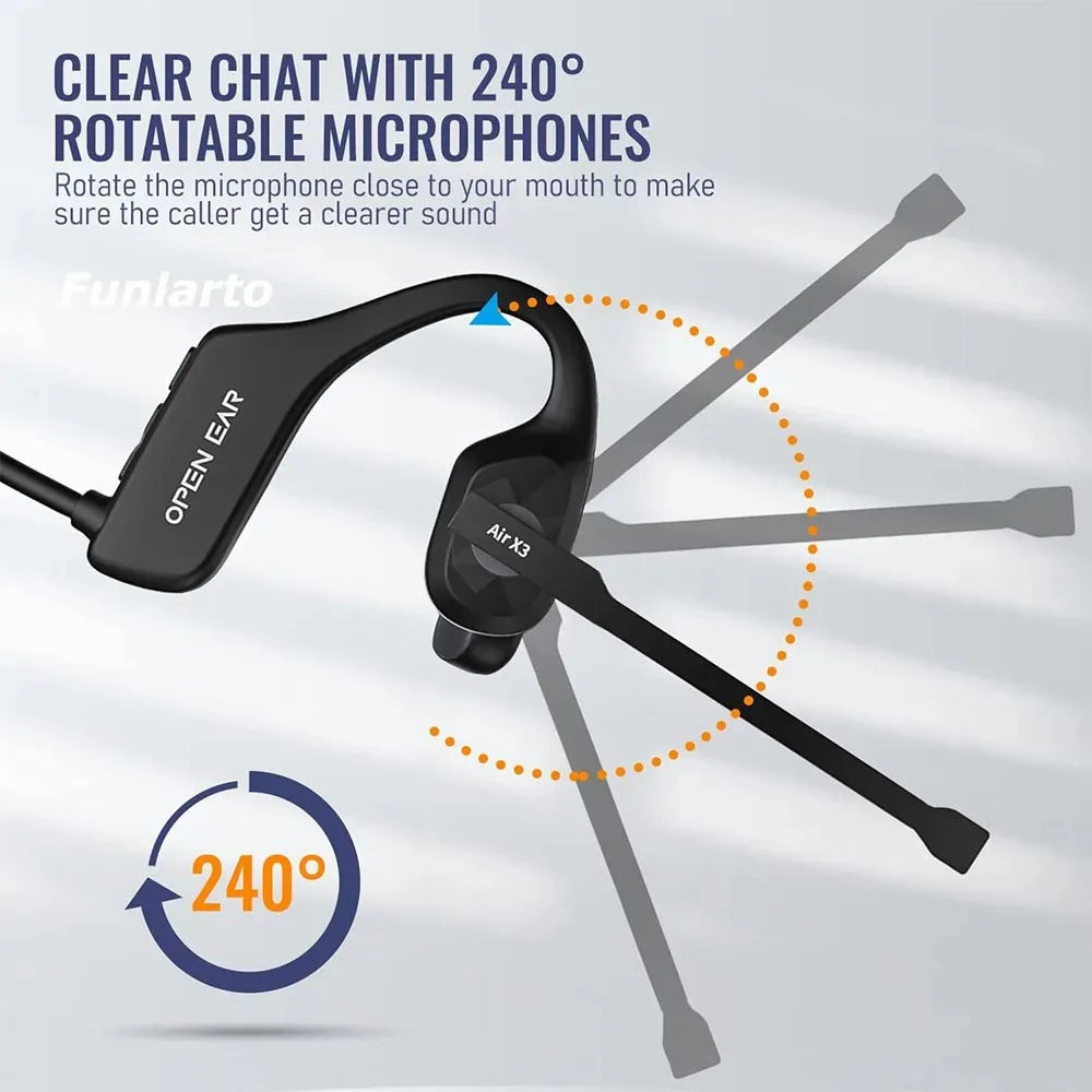 Bluetooth 5.3 Open Ear Bone Conduction Headset Noise Cancelling Mic