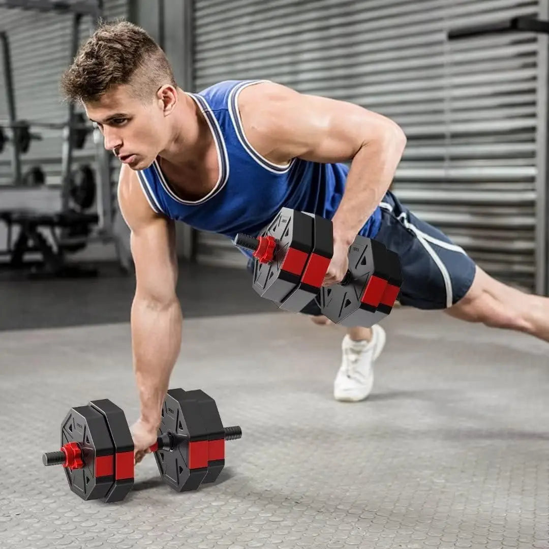 Adjustable Dumbbell To Barbell Fitness Set With Anti Slip Grip