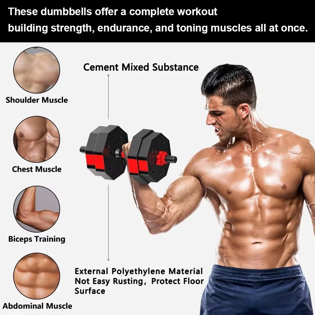 Adjustable Dumbbell To Barbell Fitness Set With Anti Slip Grip