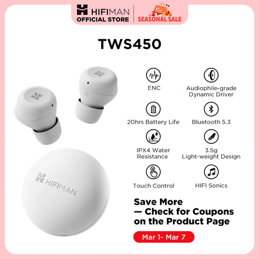 Hifiman TWS450 True Wireless Earbuds With ANC And Dynamic Driver