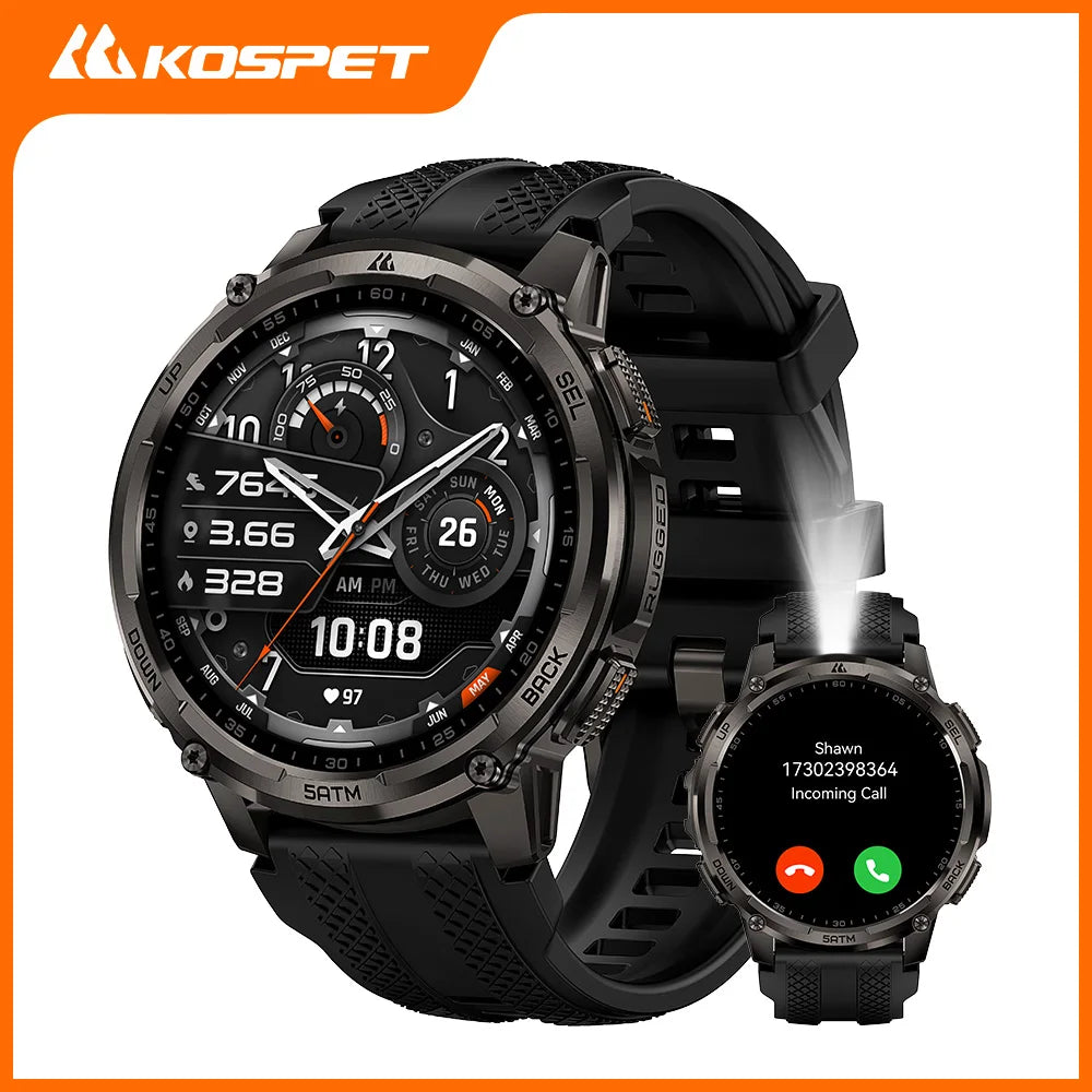 Kospet Tank T4C Rugged Smartwatch With GPS Flashlight Fitness Tracker