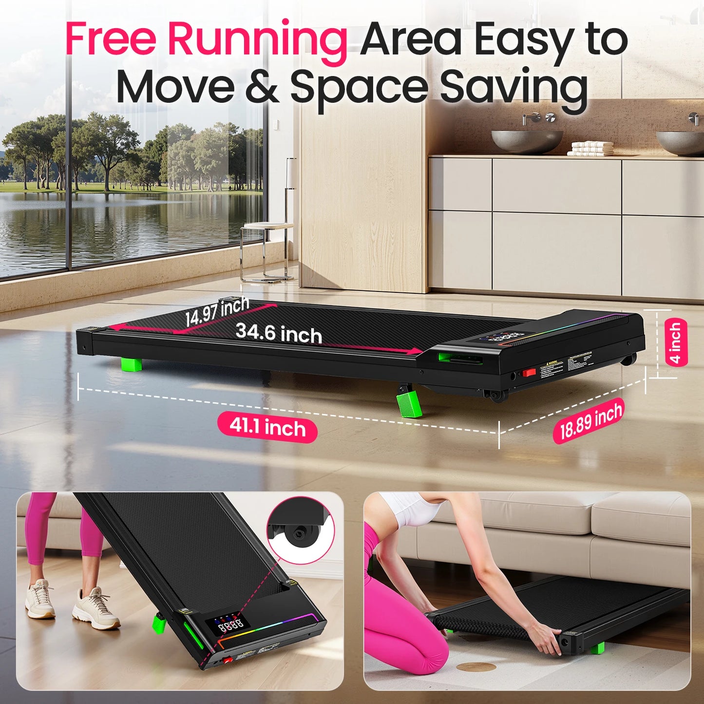AKLUER 2 In 1 Walking Pad Under Desk Treadmill Motor