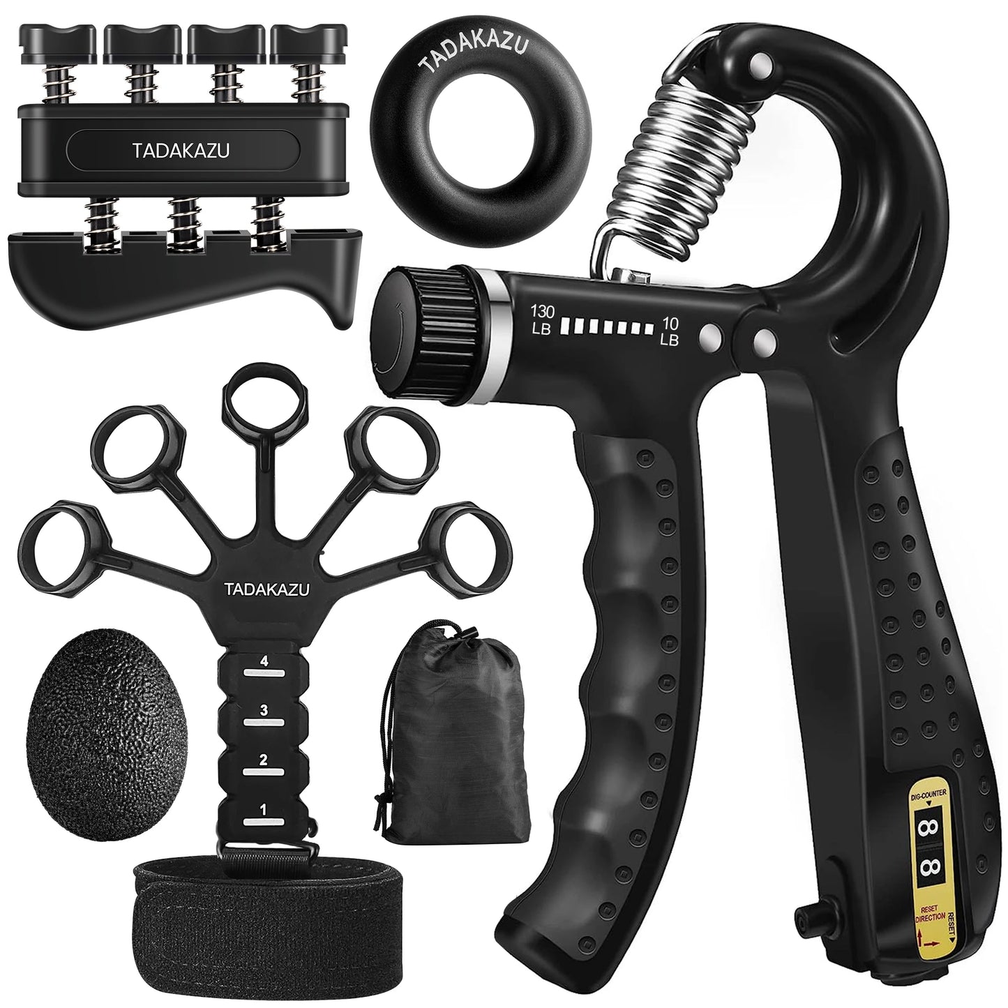 Grip Trainer Kit Adjustable Hand Gripper Finger Exercisers Stress Ball
