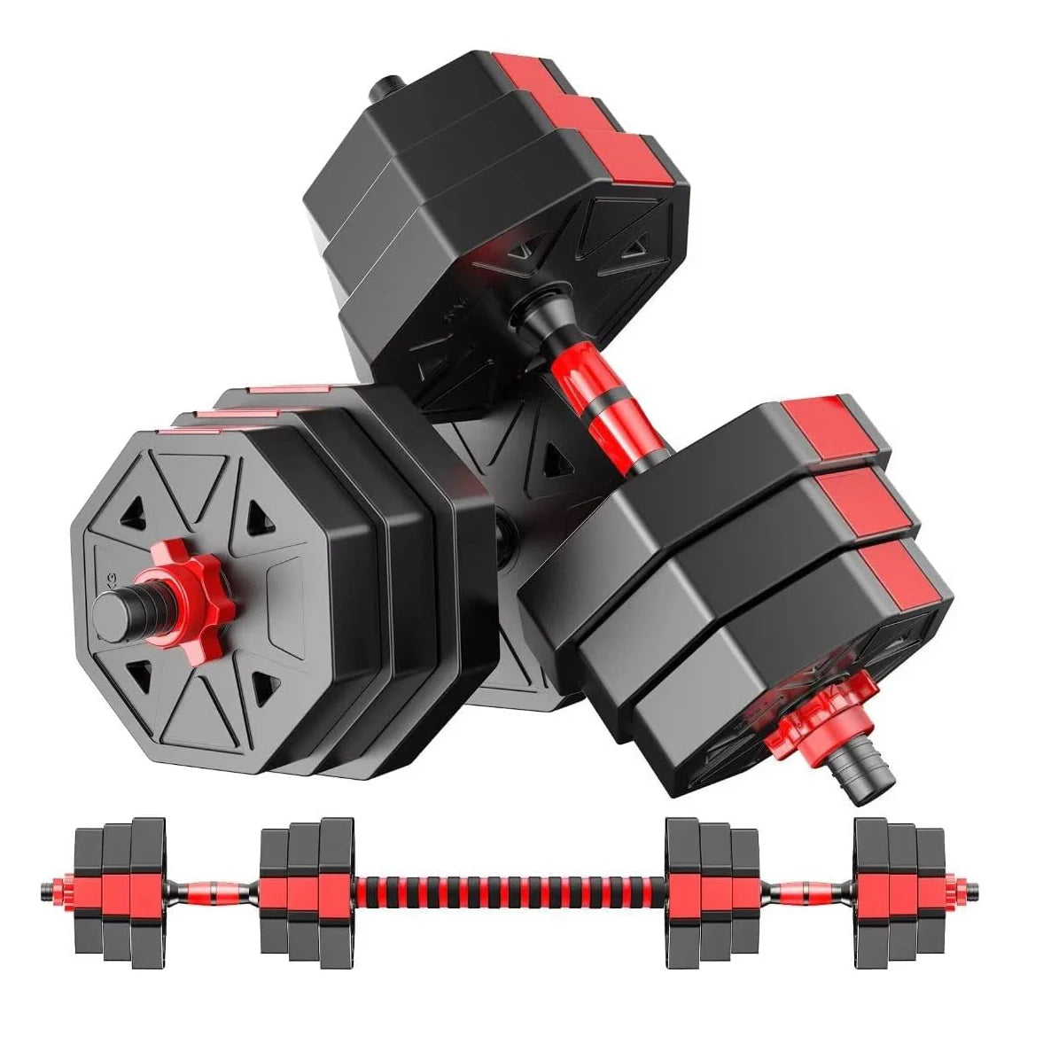 Adjustable Dumbbell To Barbell Fitness Set With Anti Slip Grip