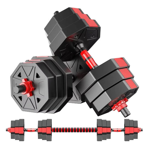 Adjustable Dumbbell To Barbell Fitness Set With Anti Slip Grip