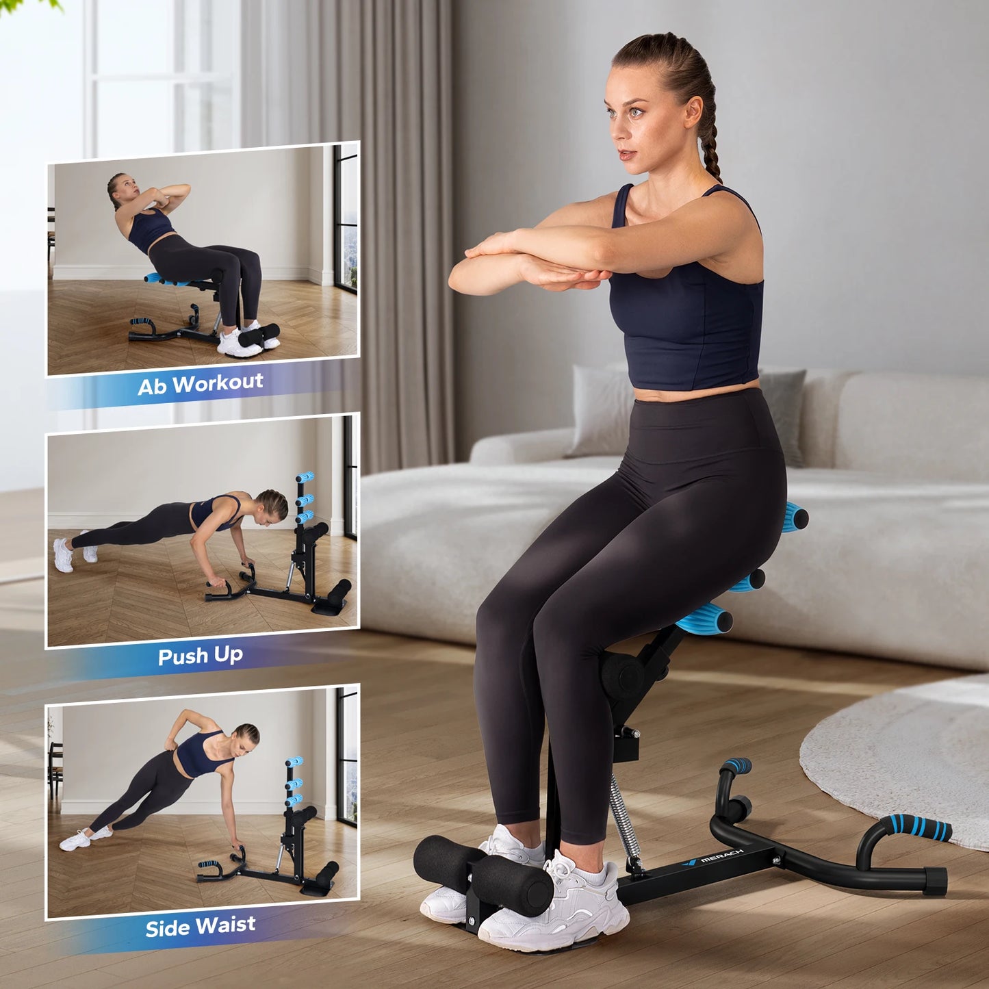MERACH Deep Squat Machine Adjustable Glutes Trainer Leg Push Up