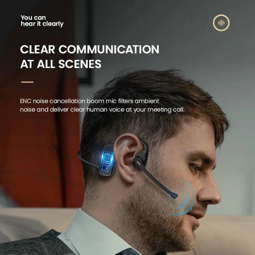 Bluetooth 5.3 Open Ear Bone Conduction Headset Noise Cancelling Mic