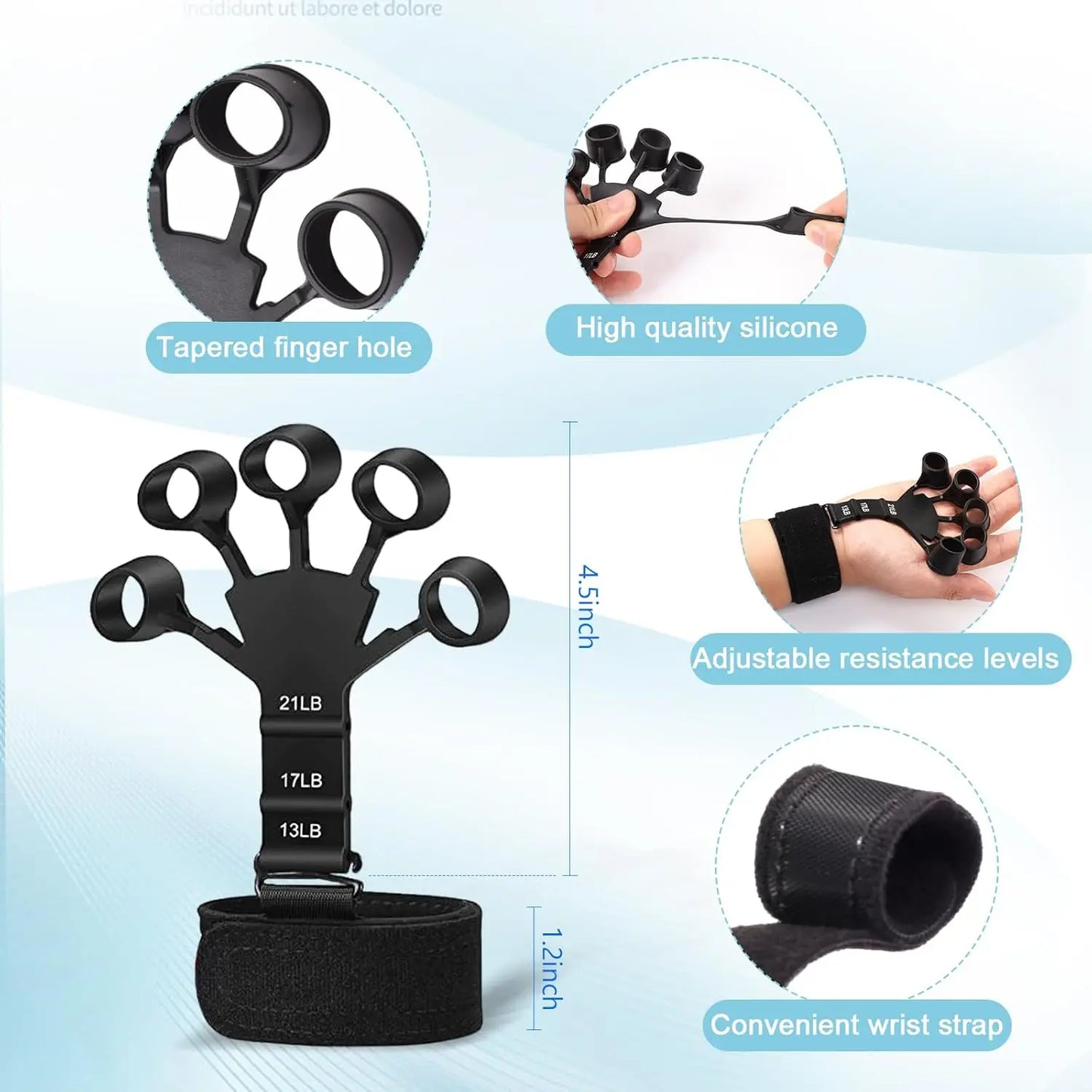 Grip Trainer Kit Adjustable Hand Gripper Finger Exercisers Stress Ball