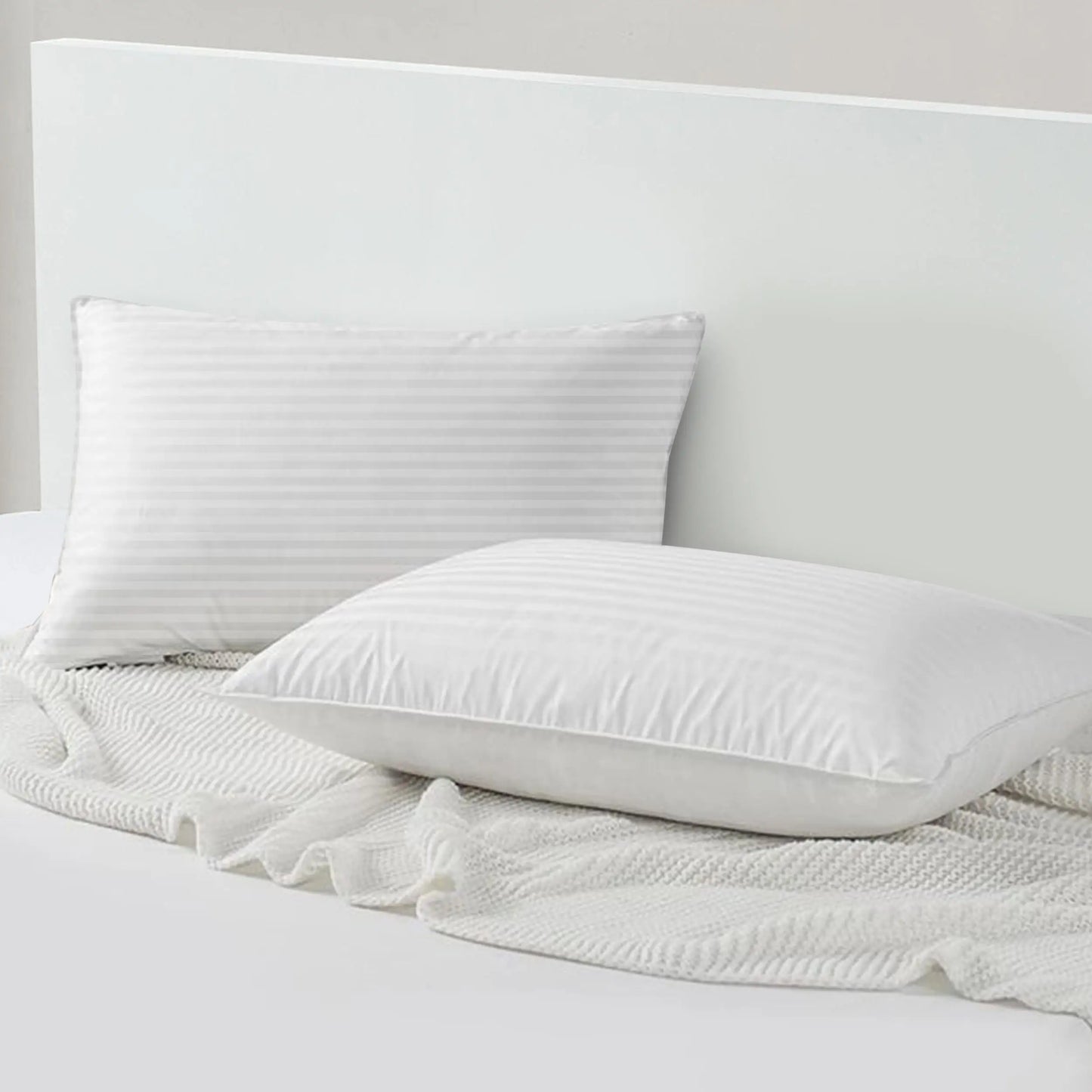 LDC Lux Decor Hotel Stripe Pillows Set 2 Down Alternative