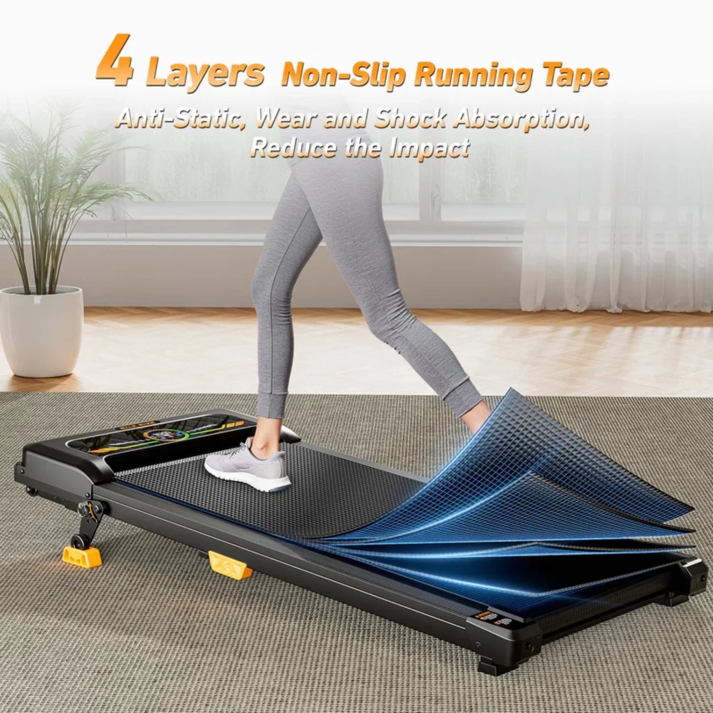 Portable Incline Walking Pad Under Desk Treadmill With LED Display