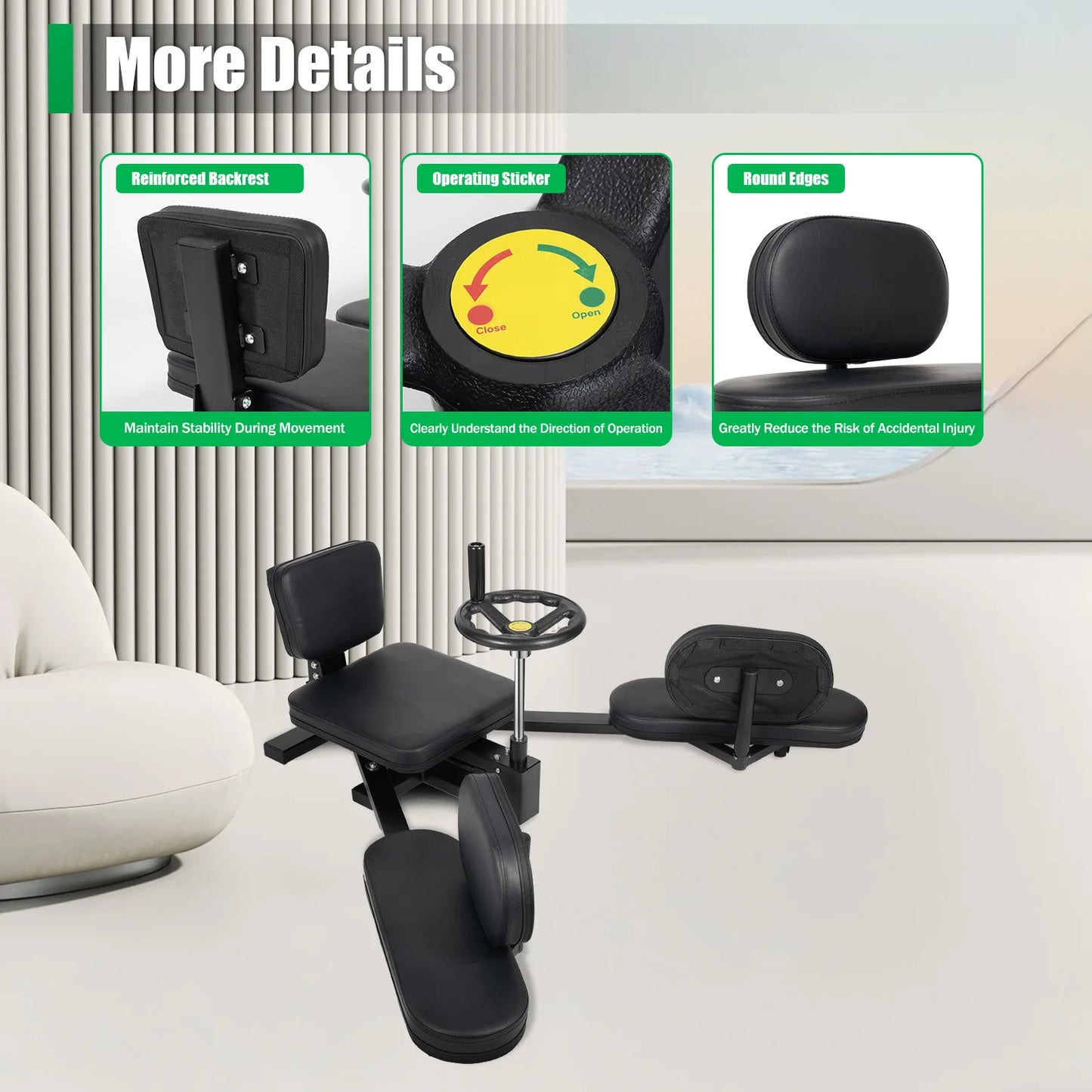 Leg Stretcher Machine 180 Degree Split Trainer With Backrest For Home Gym