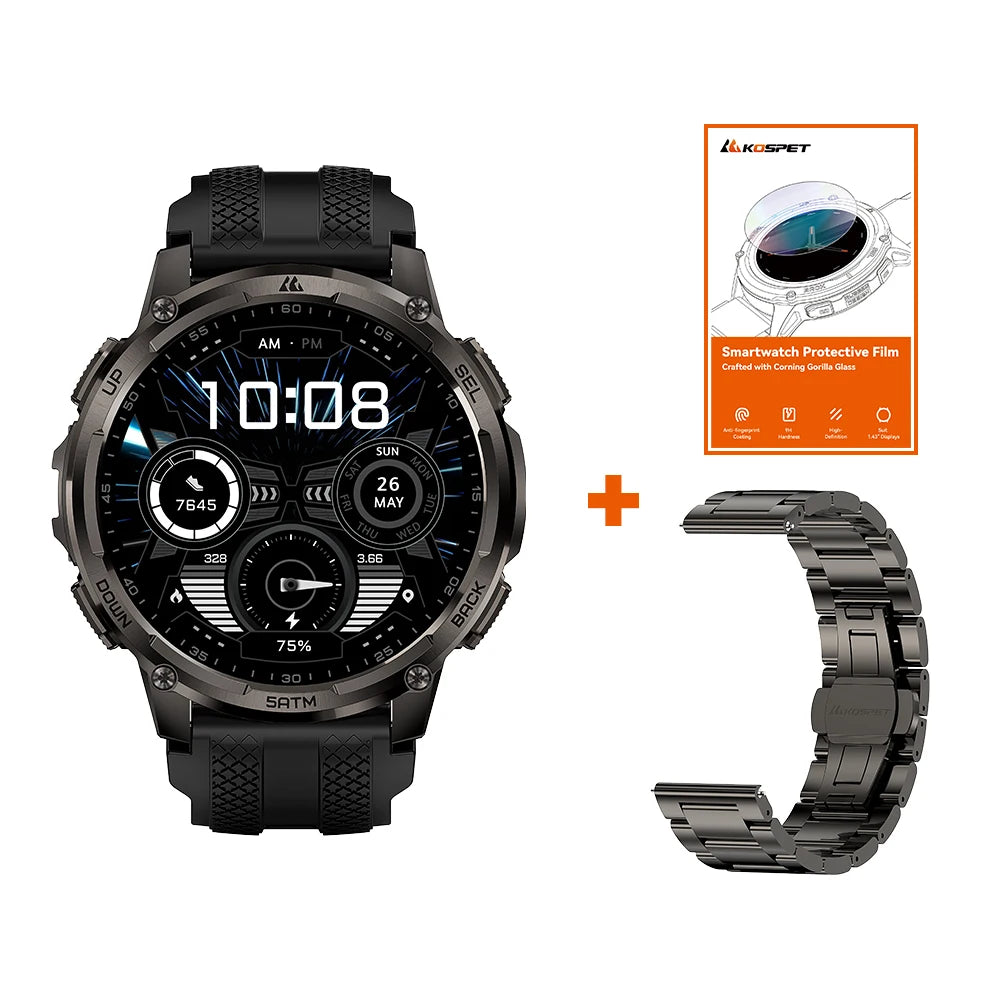 Kospet Tank T4C Rugged Smartwatch With GPS Flashlight Fitness Tracker