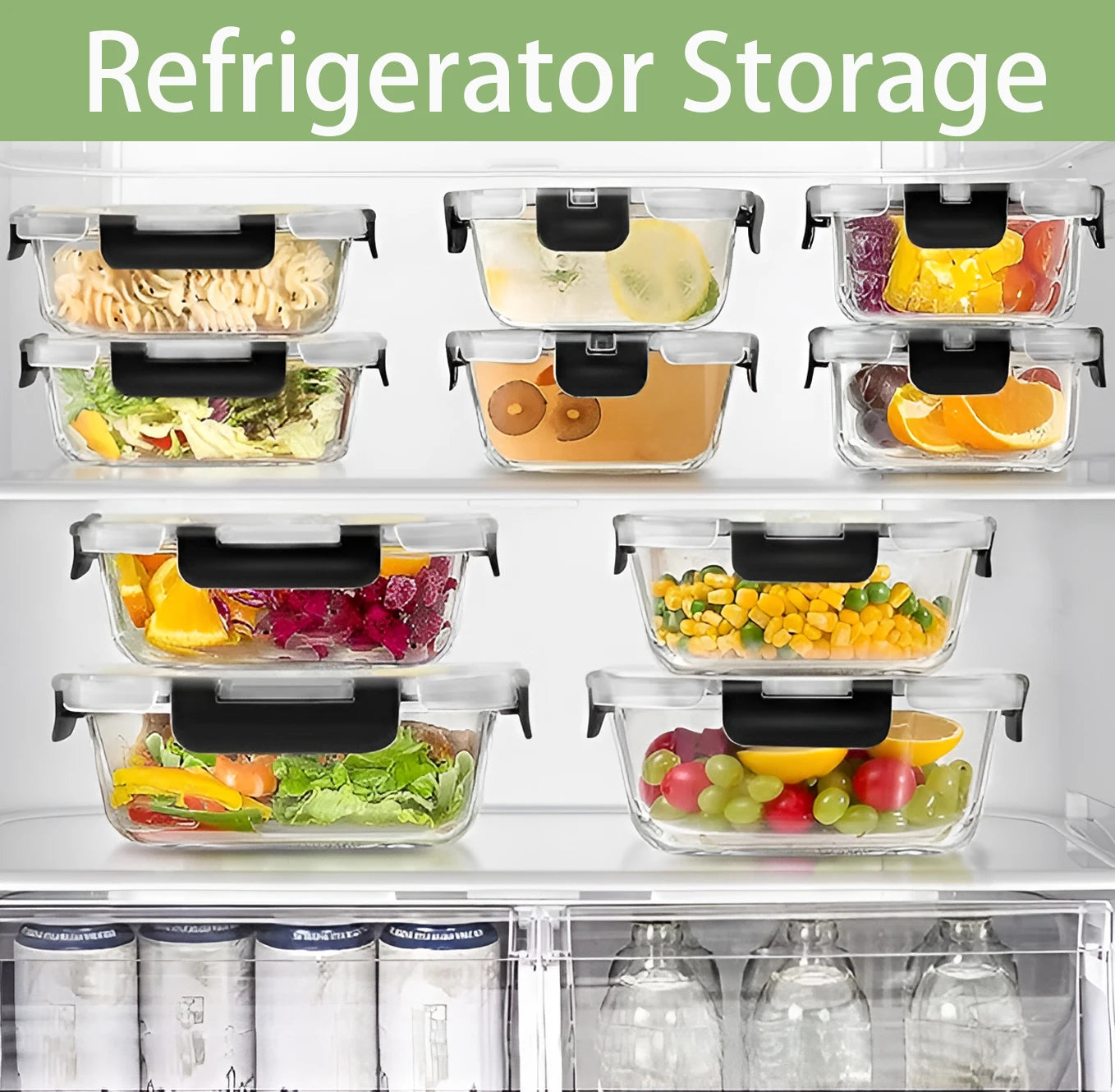 Glass Lunch Box Set Meal Prep Containers Airtight Bento Boxes