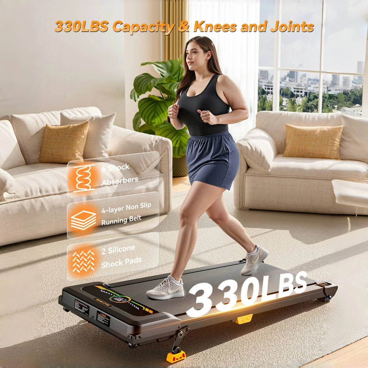 Portable Incline Walking Pad Under Desk Treadmill With LED Display