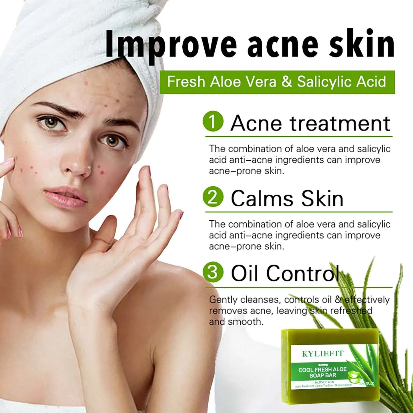 AILKE Aloe Vera Whitening Soap For Radiant Skin And Acne