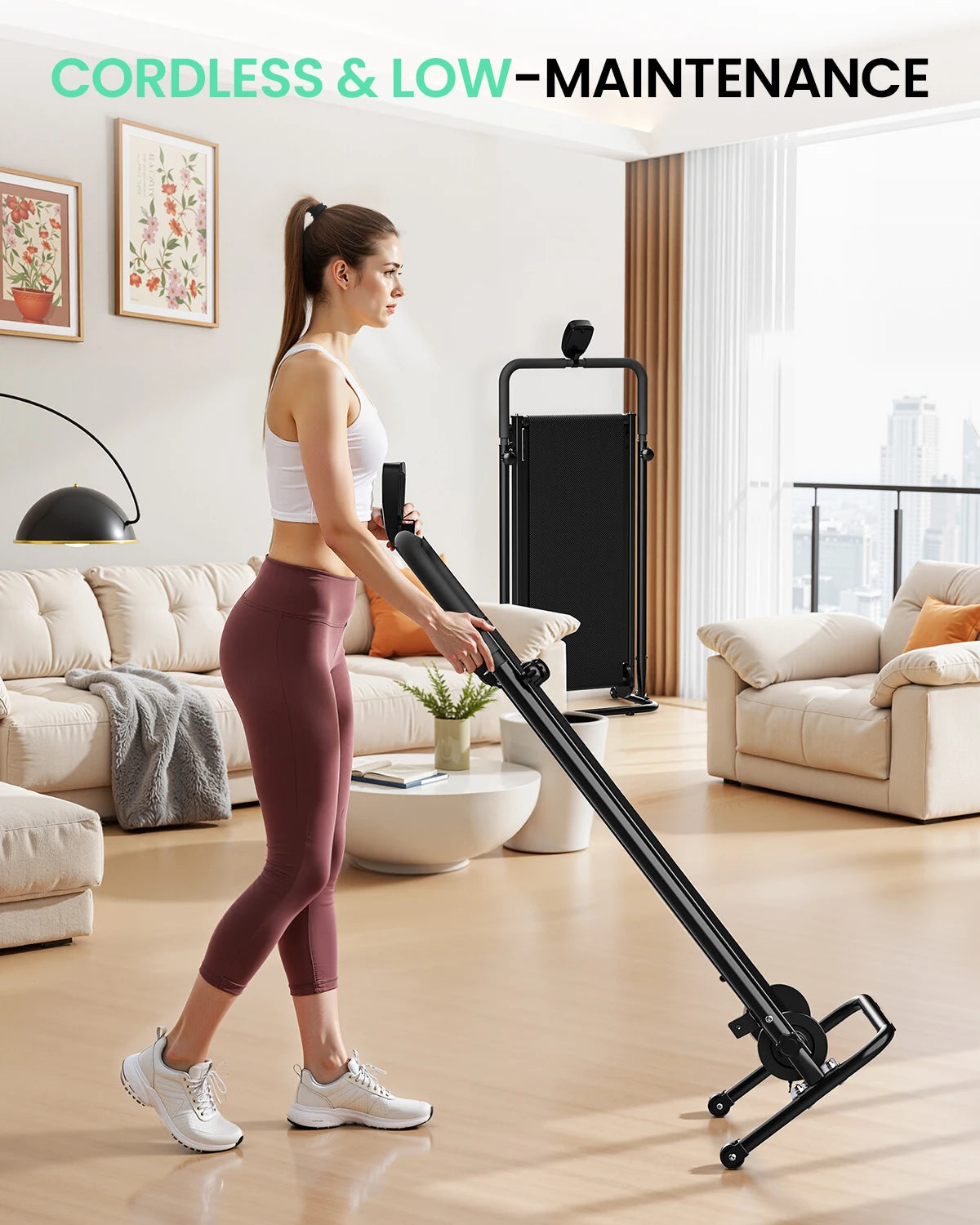 AKLUER Non Electric Treadmill Dual Flywheels Fixed Incline Motorless