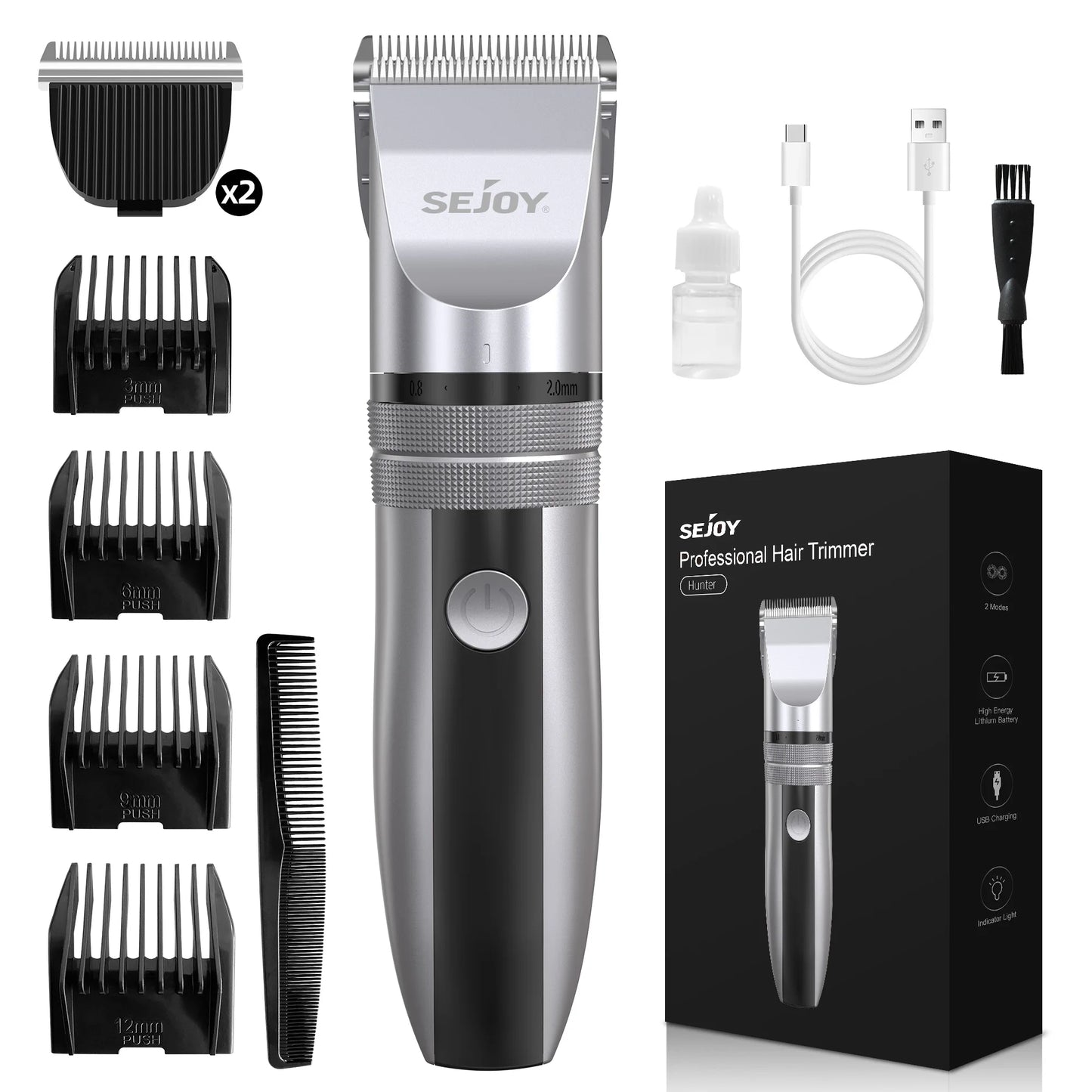 Sejoy Electric Hair Clippers Professional Kit USB Rechargeable Beard Trimmer