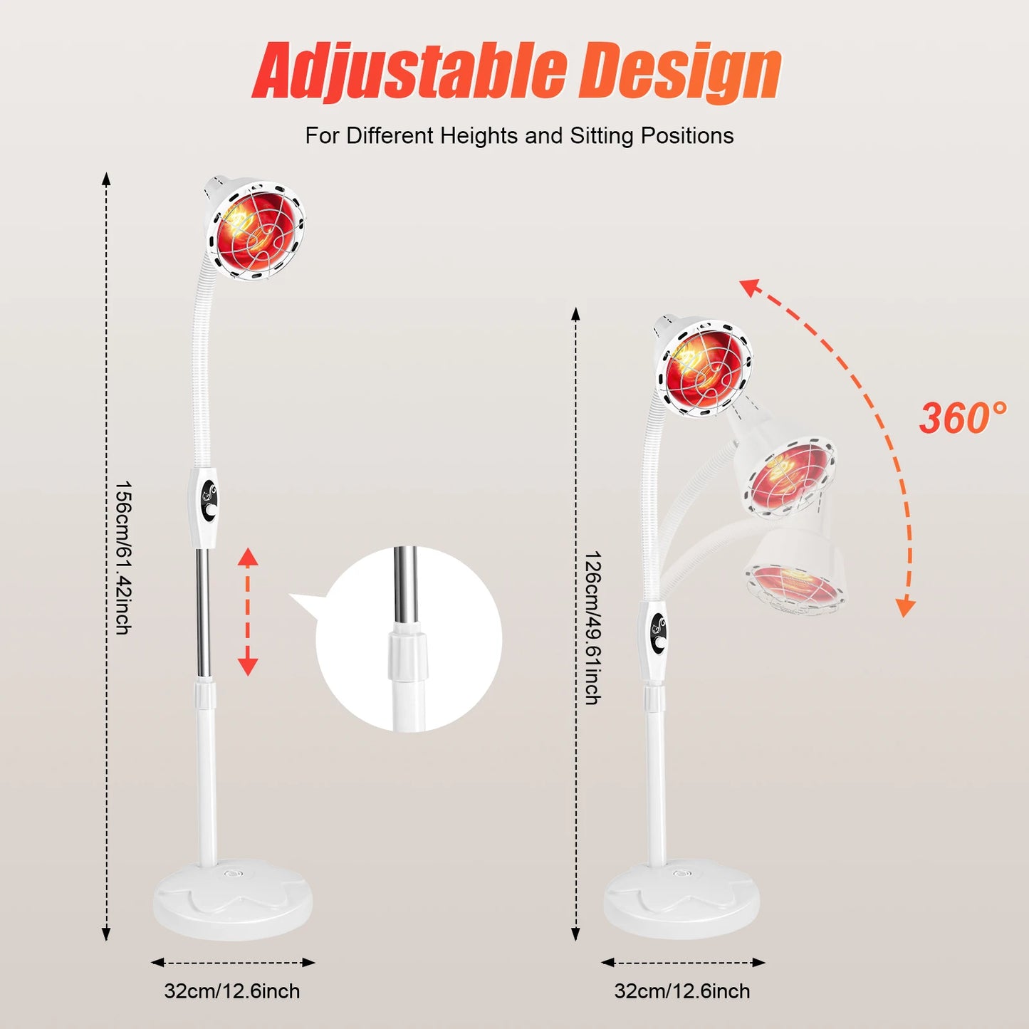 275W Adjustable Infrared Heat Lamp For Muscle And Joint Pain