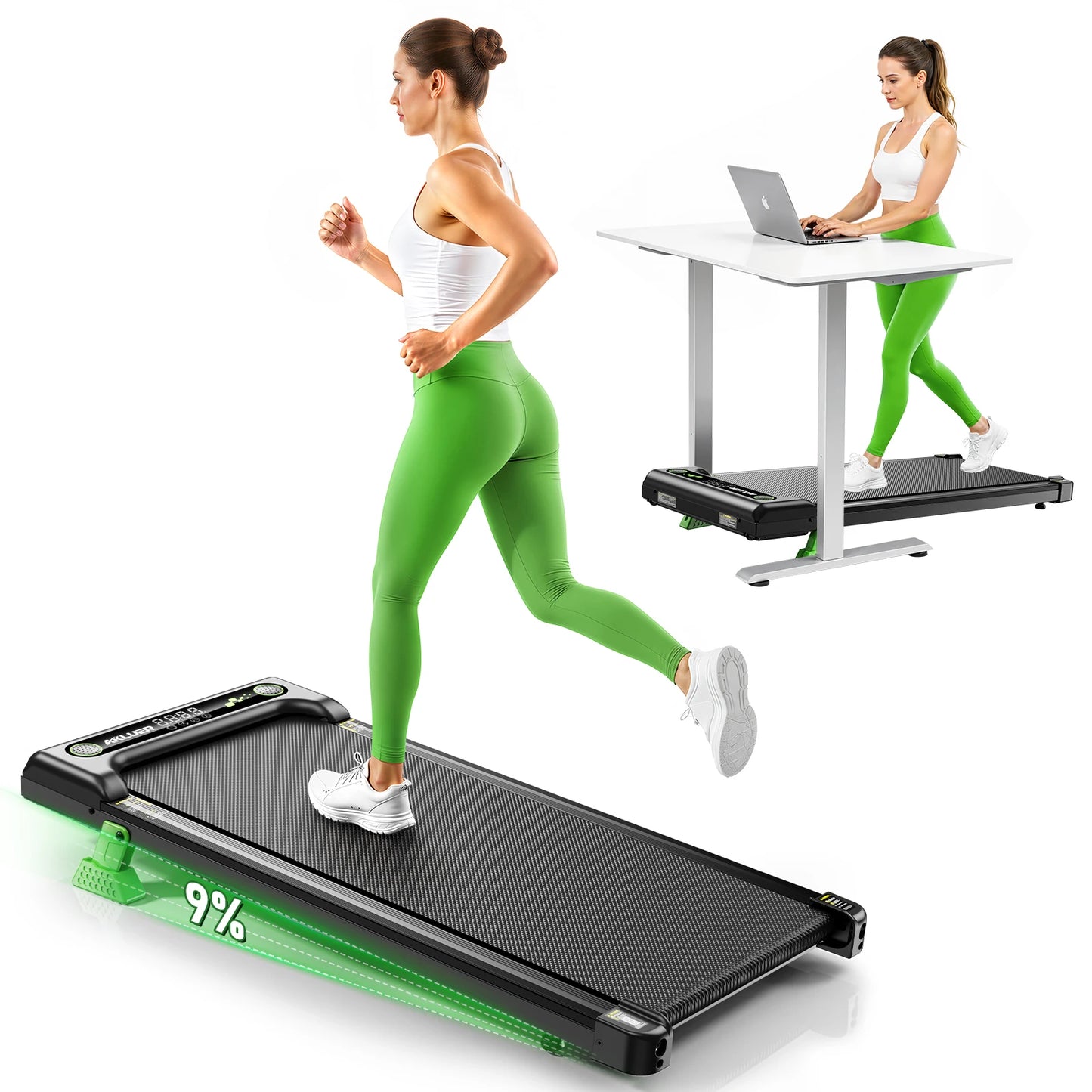 AKLUER Walking Pad Under Desk Treadmill Incline Home Office