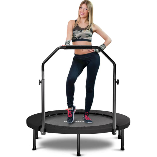 Premium Adult Fitness Rebounder Trampoline With Adjustable Handle