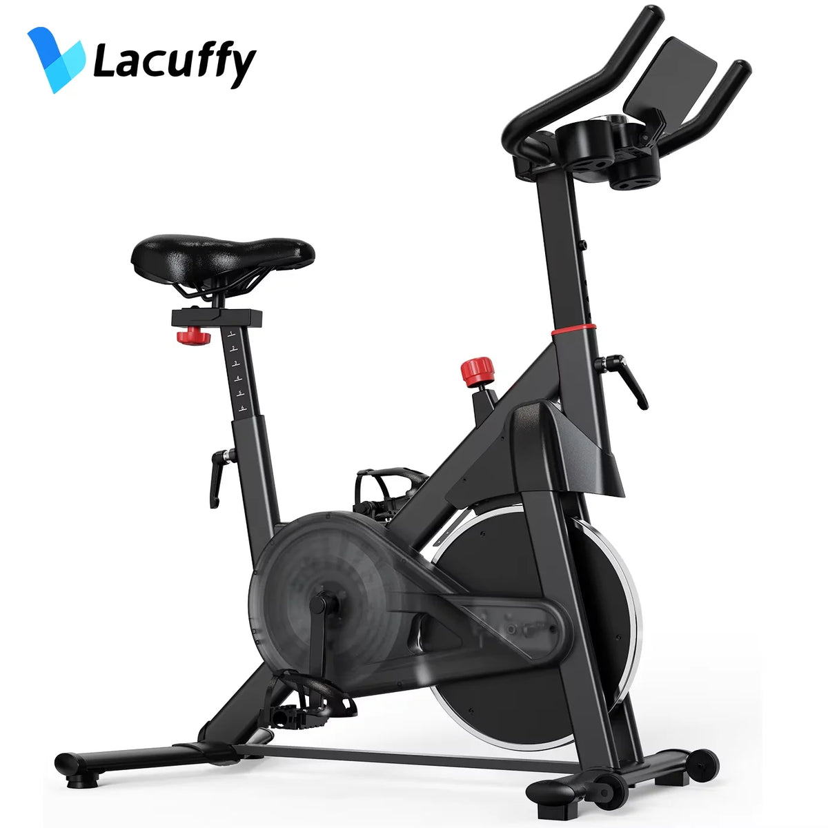 LACUFFY Magnetic Resistance Stationary Exercise Bike With Bluetooth Connectivity