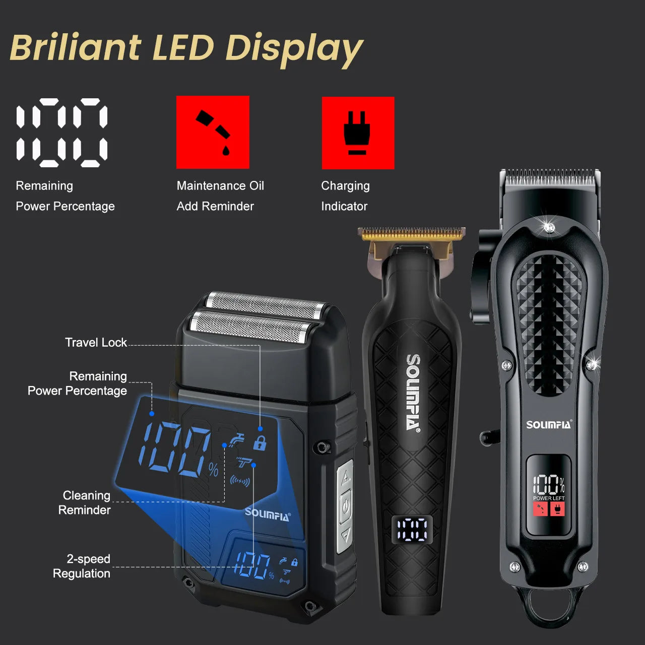Solimpia Professional Hair Clipper 3 Piece Rechargeable Cordless Set