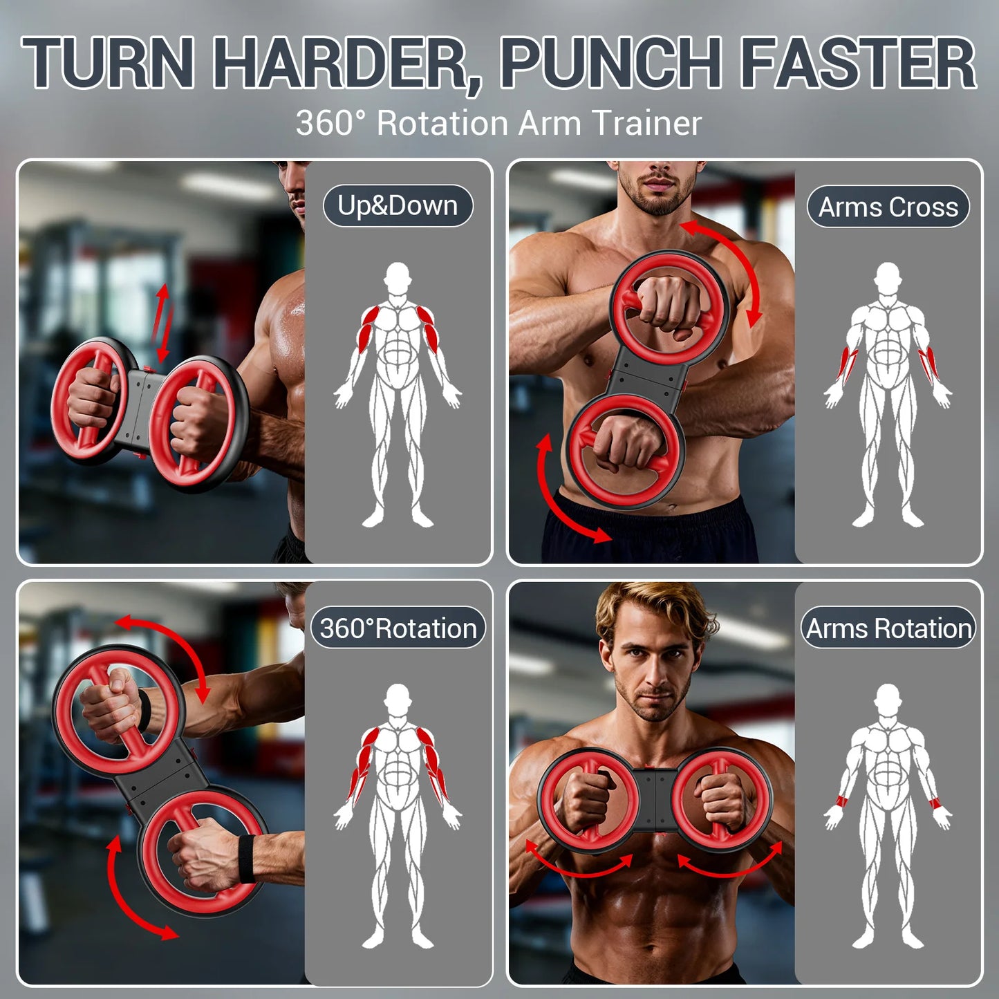 3 In 1 Upper Body Strength Trainer Rotator Burn Forearm