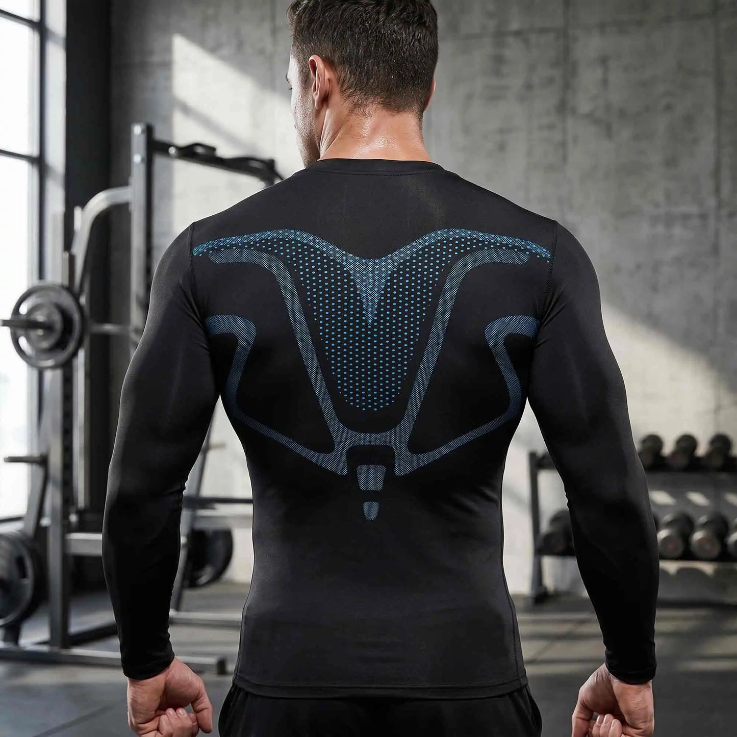 3-Pack Men's Compression Shirts Long Sleeve Gym Baselayer Tops Contour Graphic Workout Tees Moisture-Wicking Quick-Dry Performance Training Set