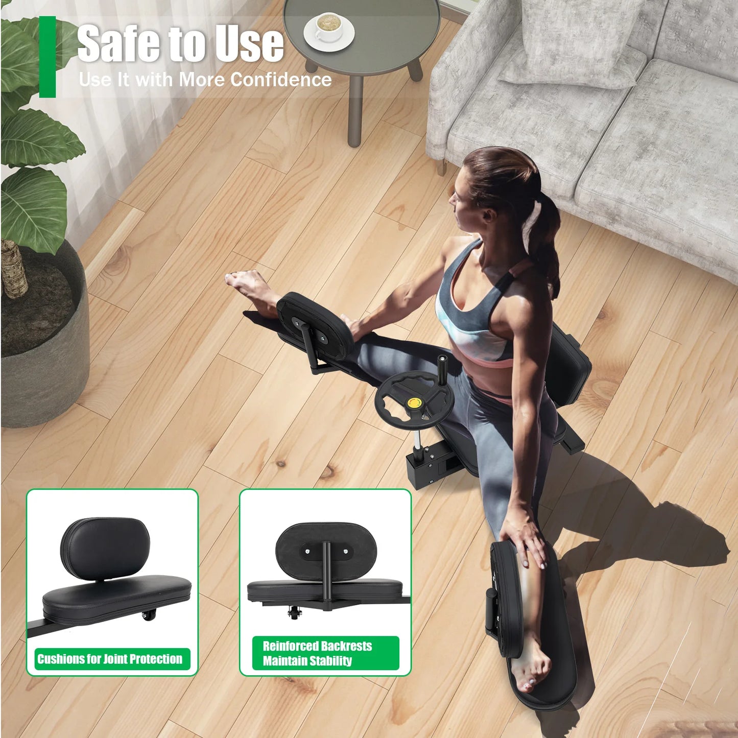 Leg Stretcher Machine 180 Degree Split Trainer With Backrest For Home Gym