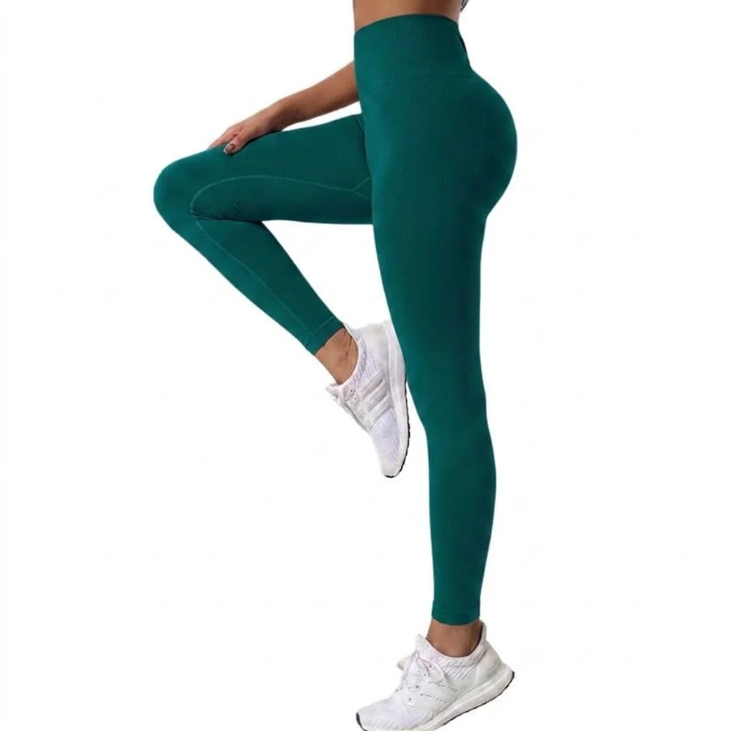 Mid Waist Yoga Pants Women Seamless Knit Gym Leggings Quick Dry Breathable Running Workout Leggings Scrunch Butt Lift Peach Hip Ankle Length Fitness Tights for Cycling Training Activewear