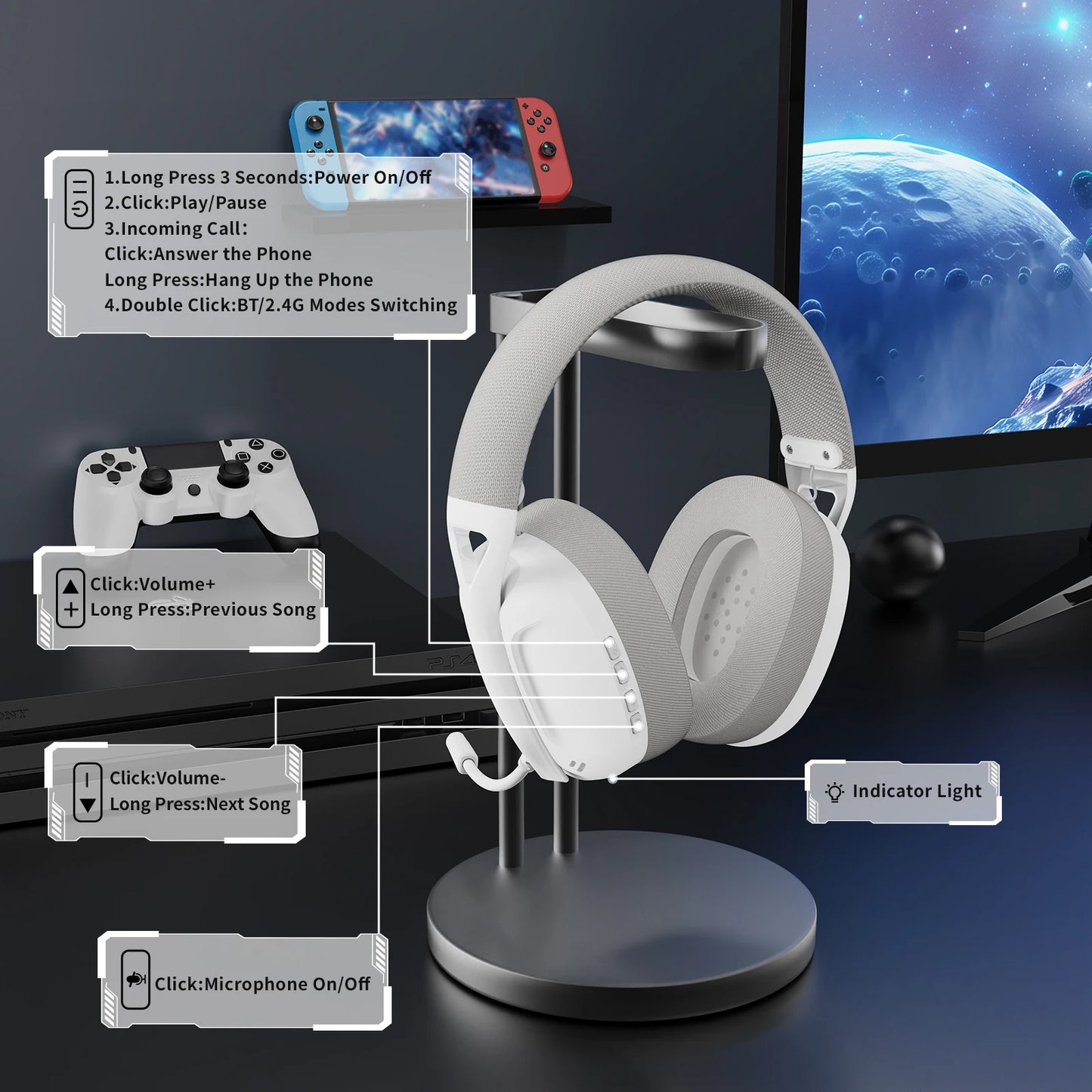 Attack Shark L80 Ultra Light Tri Mode Gaming Headset