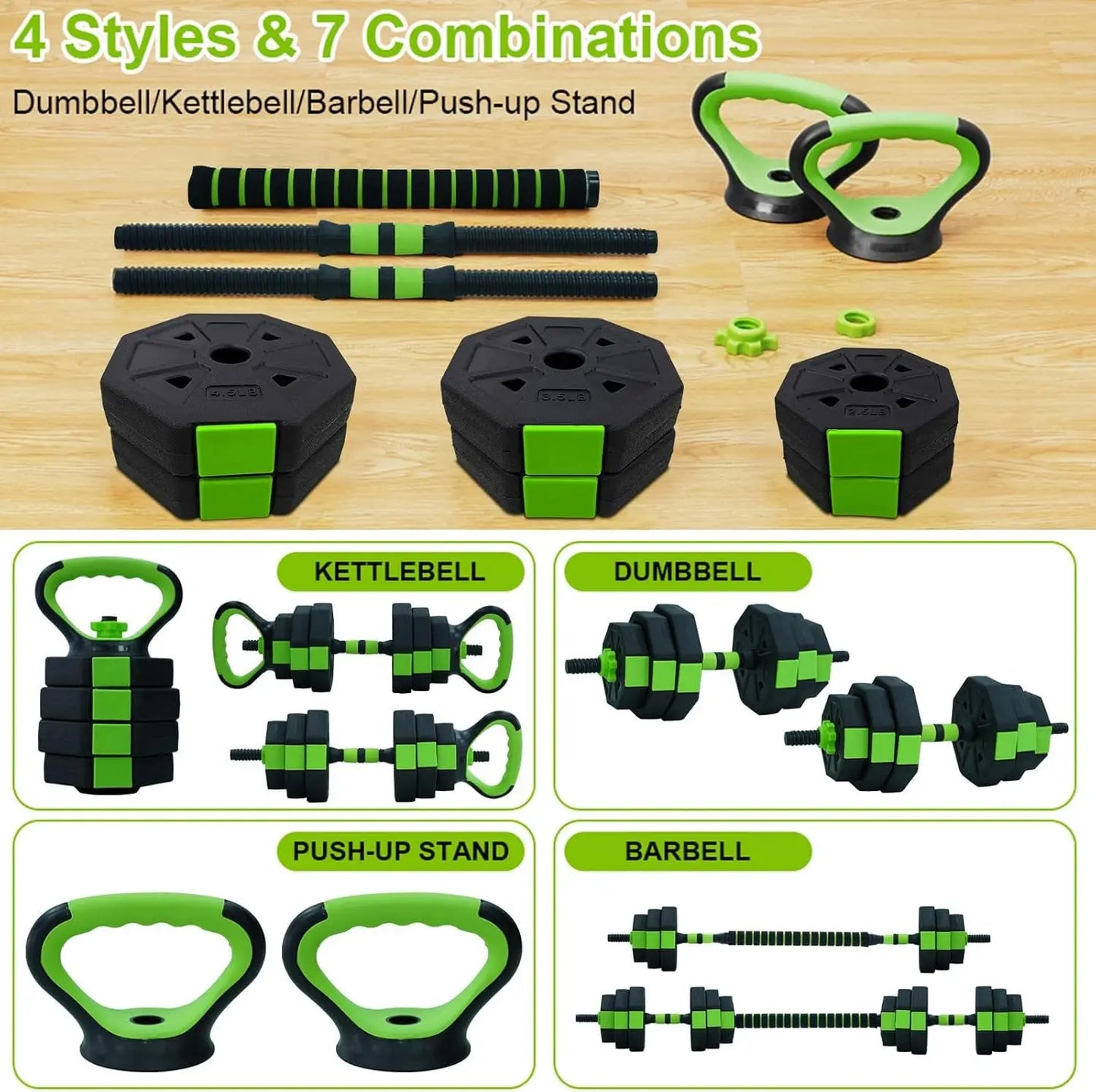 HiMISS 4 In 1 Adjustable Kettlebell Dumbbell Set For Home Gym