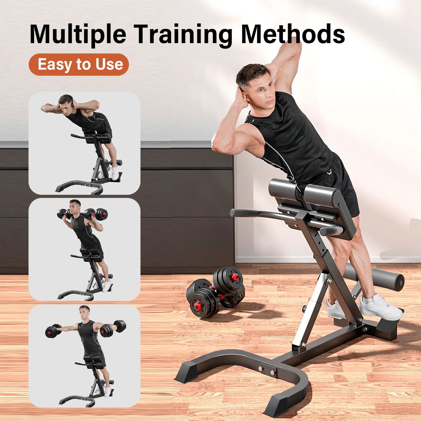 Folding Roman Chair Back Extension Bench for Core Strength Training