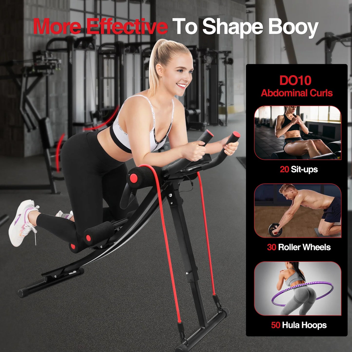 Foldable Ab Machine For Home Gym Core Trainer LCD Display