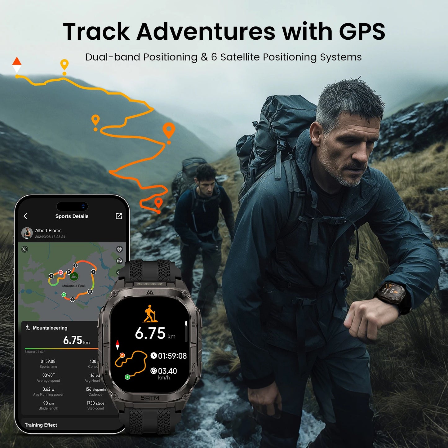KOSPET Tank M4C Advanced GPS Smartwatch for Men Health Tracking