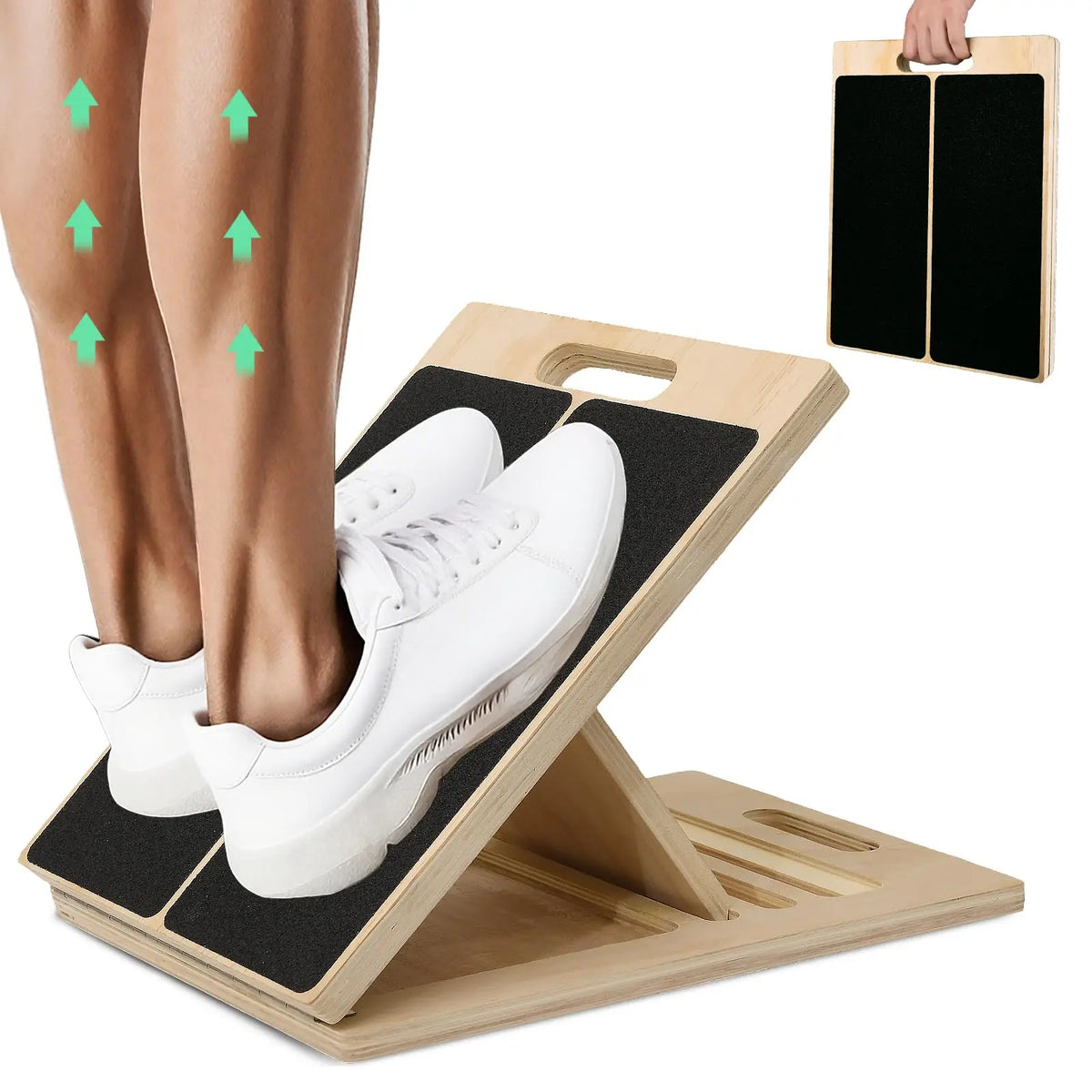 Adjustable Wooden Balance Board And Non Slip Calf Stretcher