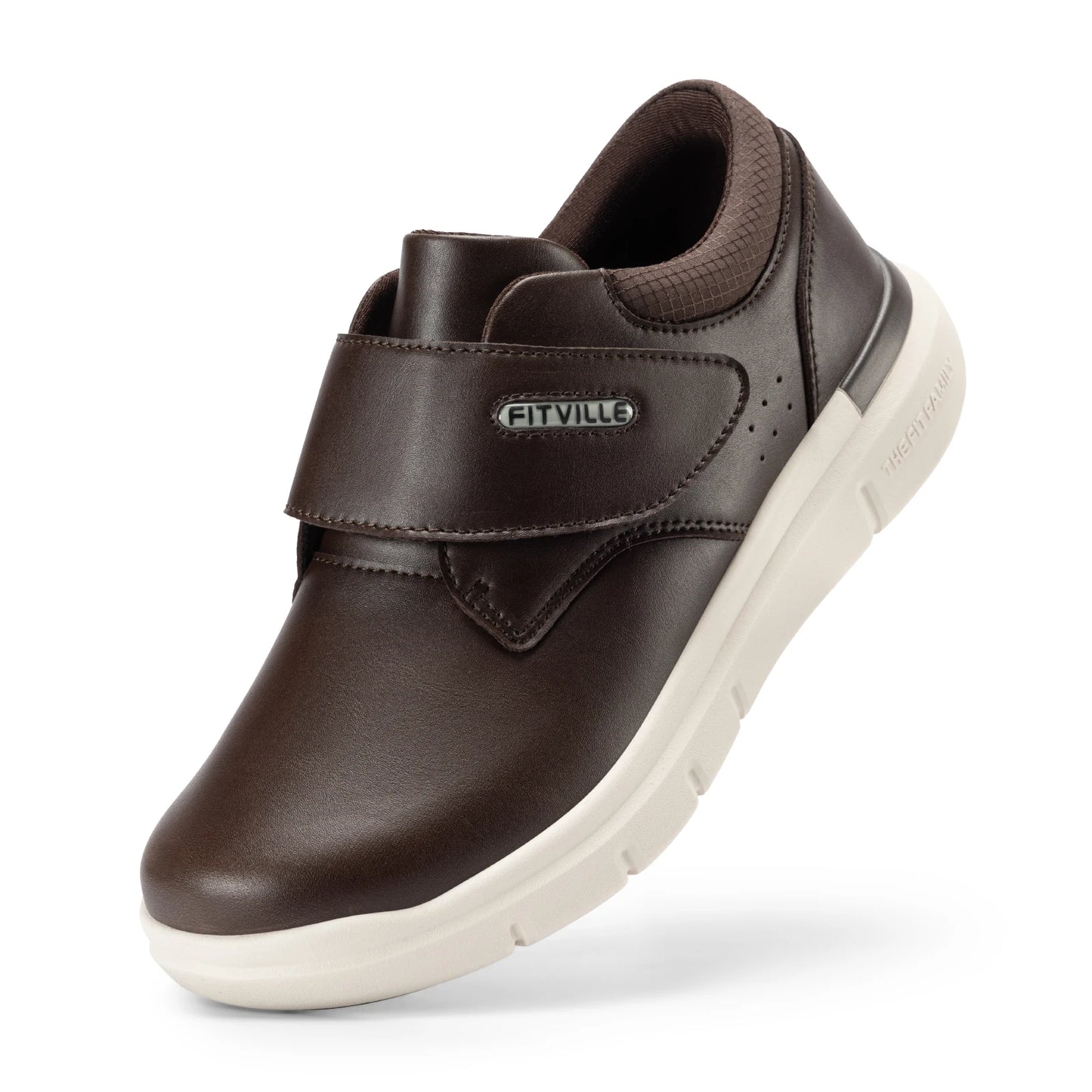 Fitville Men's Wide Leather Diabetic Shoes Slip On Orthopedic Lightweight