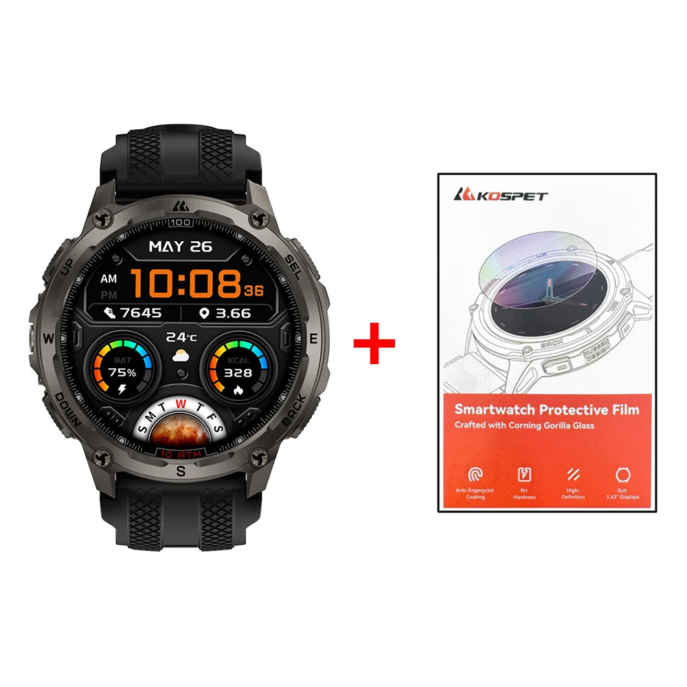 KOSPET Tank T4 Smartwatch GPS Offline Maps 10ATM Waterproof Heart Rate
