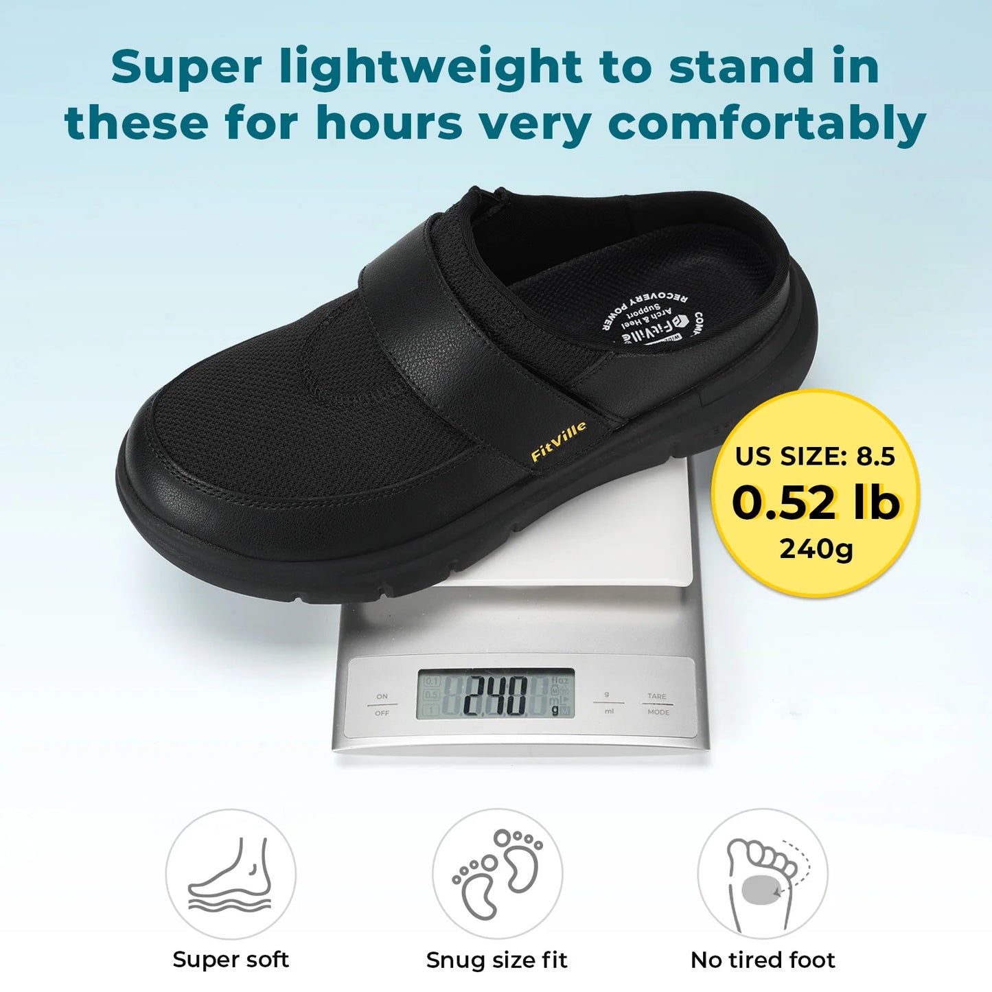 Fitville Diabetic Wide Fit Slippers Mens Adjustable Walking Shoes