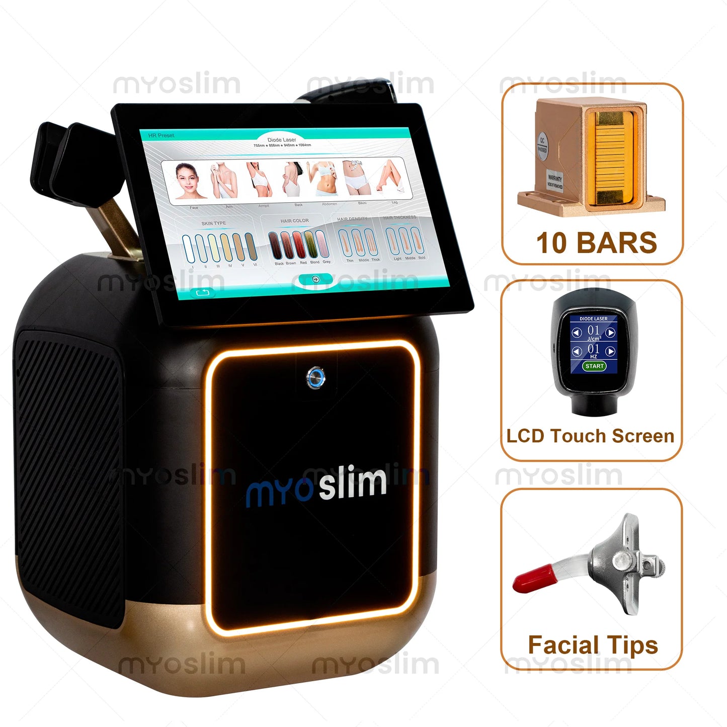 Myoslim 808nm Diode Laser Hair Removal Machine 4 Wavelengths